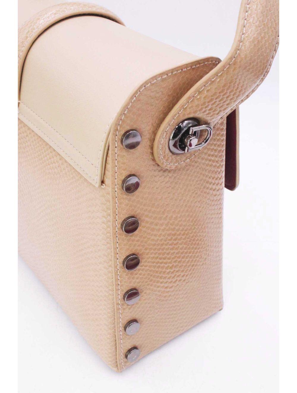 tom&eva Sac à Main Effet Cuir Serpent-24B-5931-Taupe/Abricot