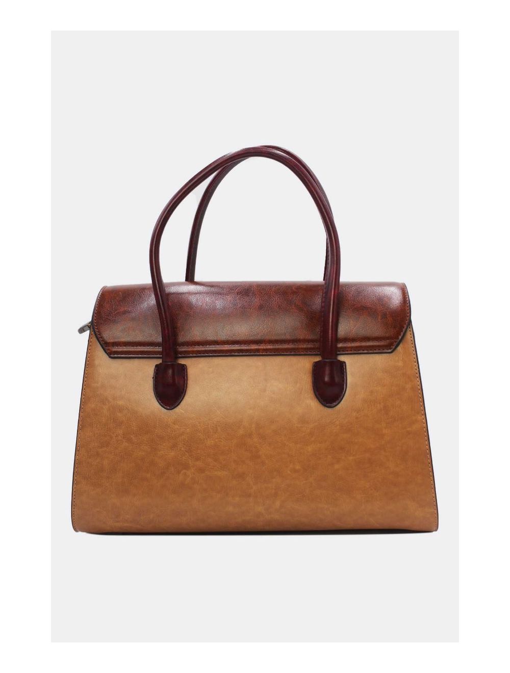 Tom&eva Sac à Main Effet Cuir Style Vintage-24B-5866 Apricot/Coffee/D.Red