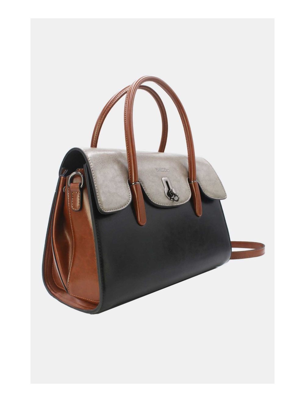 Tom&eva Sac à Main Effet Cuir Style Vintage-24B-5866-Black/Grey/Brown