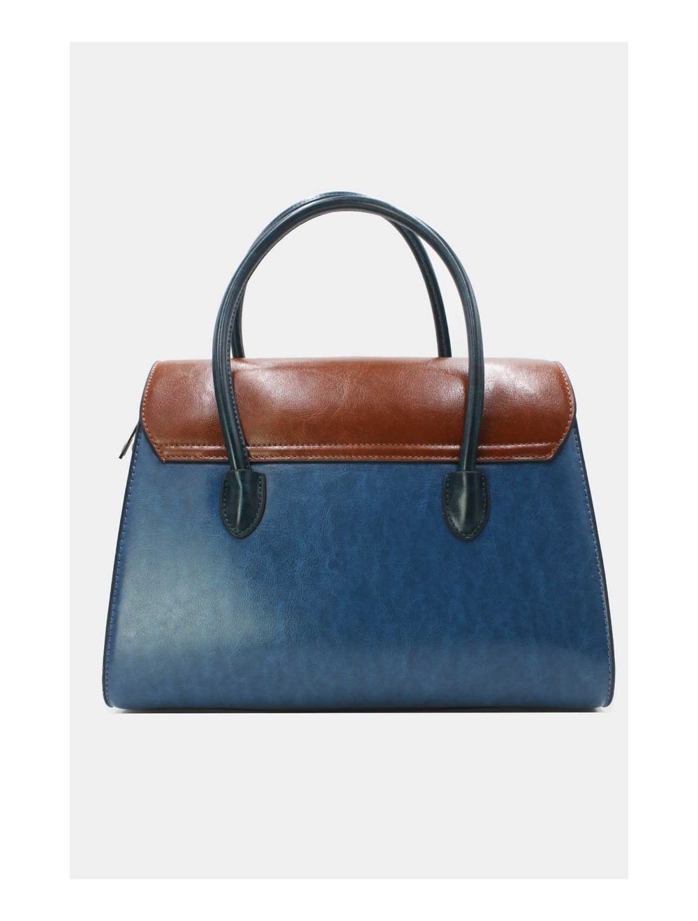 Tom&eva Sac à Main Effet Cuir Style Vintage-24B-5866-Blue/Brown/D.Blue