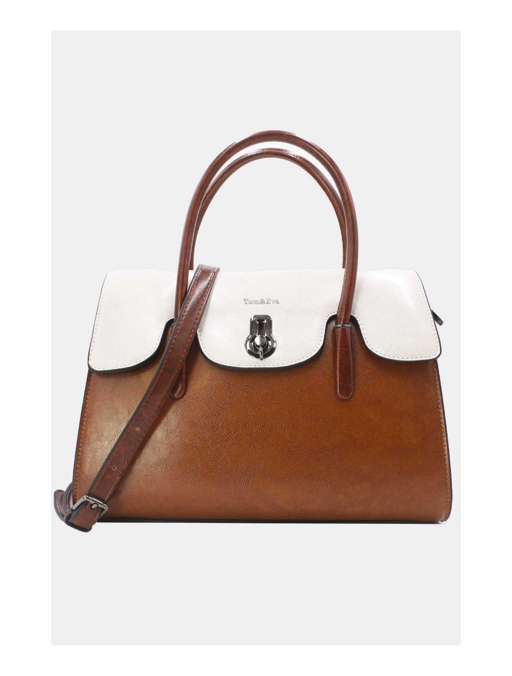 Tom&eva Sac à Main Effet Cuir Style Vintage-24B-5866-Brown/White/Coffee