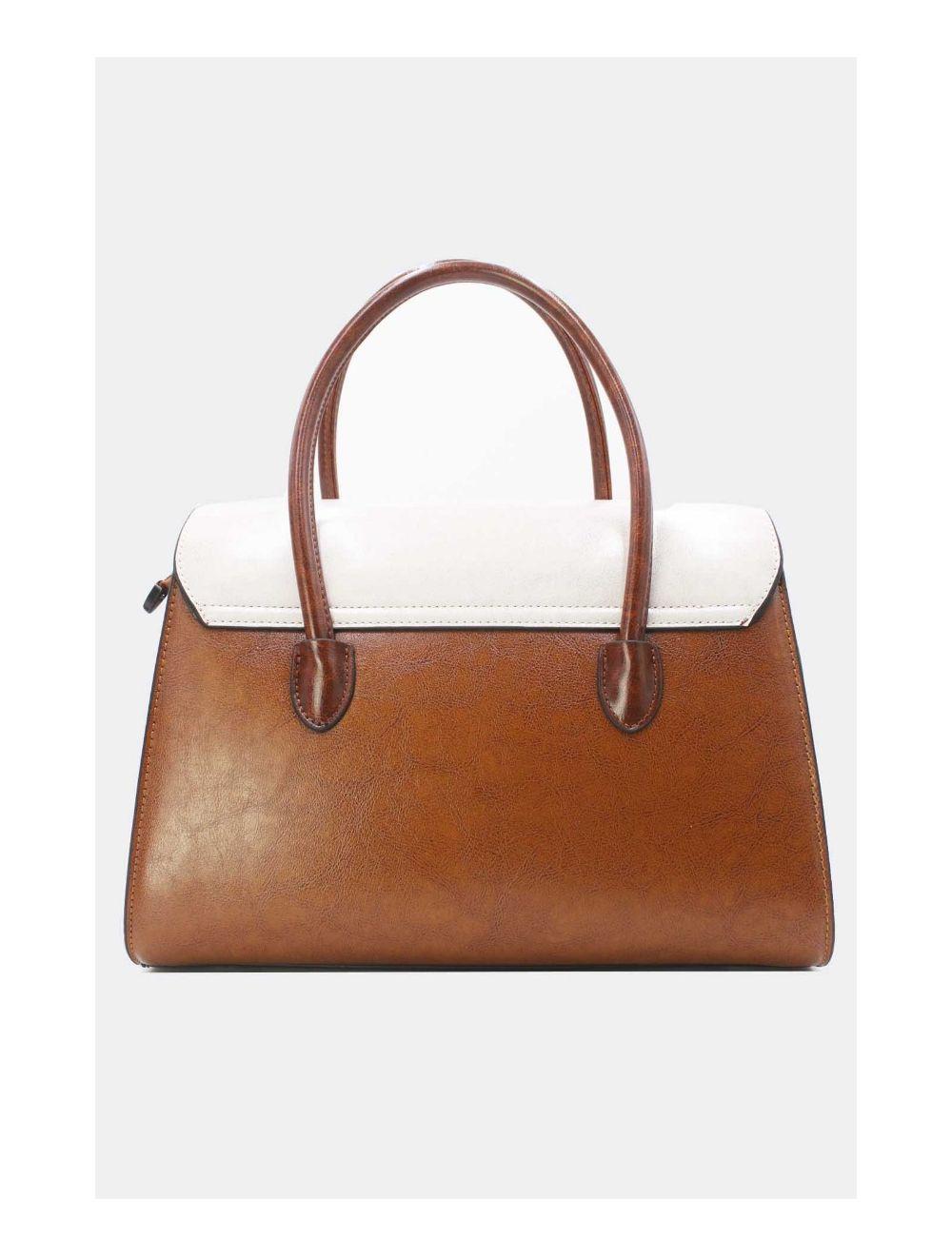 Tom&eva Sac à Main Effet Cuir Style Vintage-24B-5866-Brown/White/Coffee