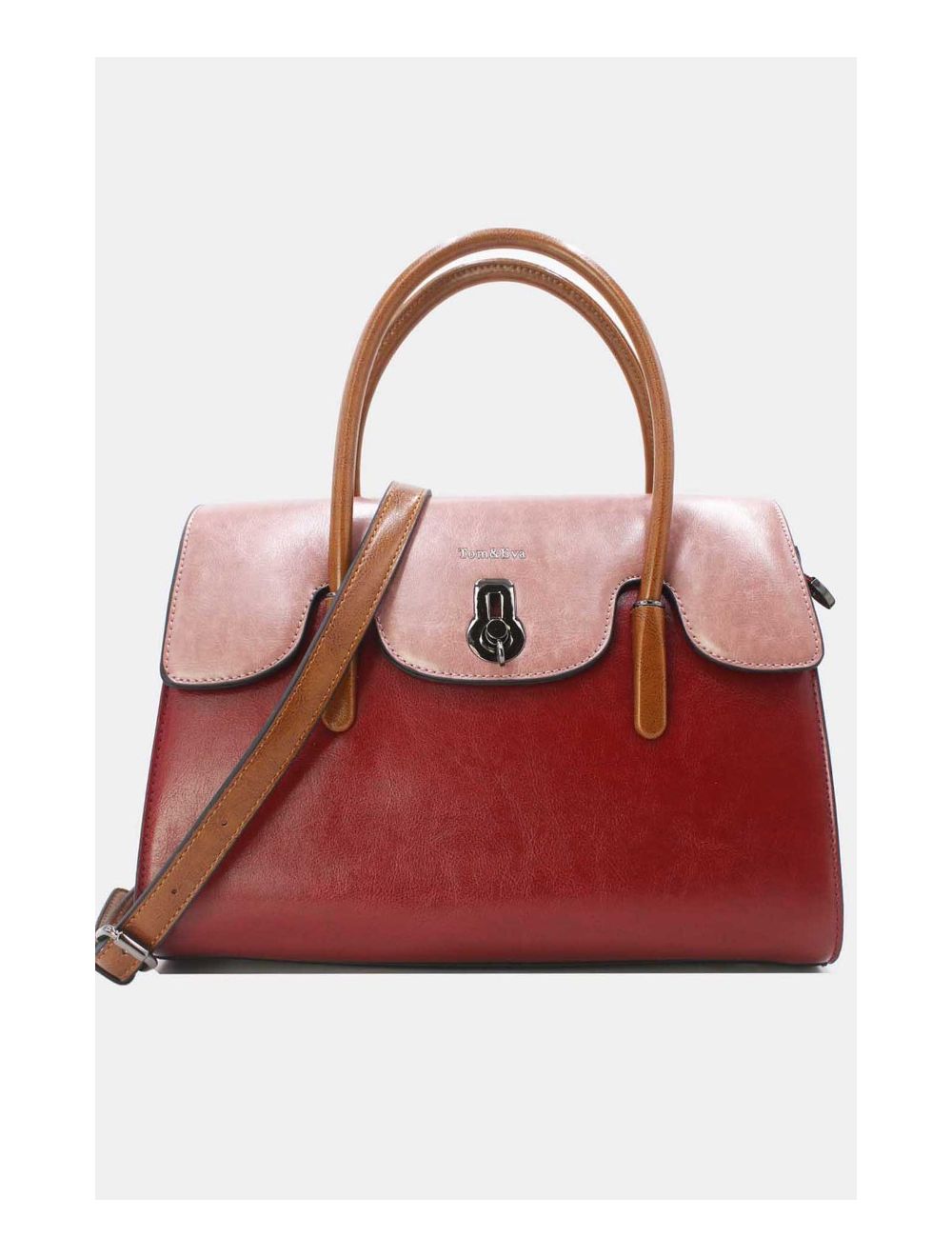Tom&eva Sac à Main Effet Cuir Style Vintage-24B-5866-Burgundy/Pink/Brown
