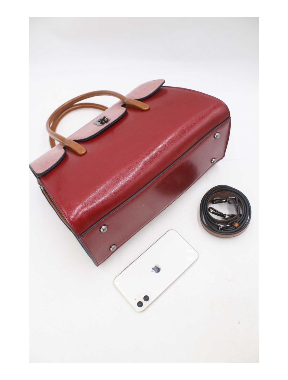 tom&eva Sac à Main Effet Cuir Style Vintage-24B-5866-Burgundy/Pink/Brown