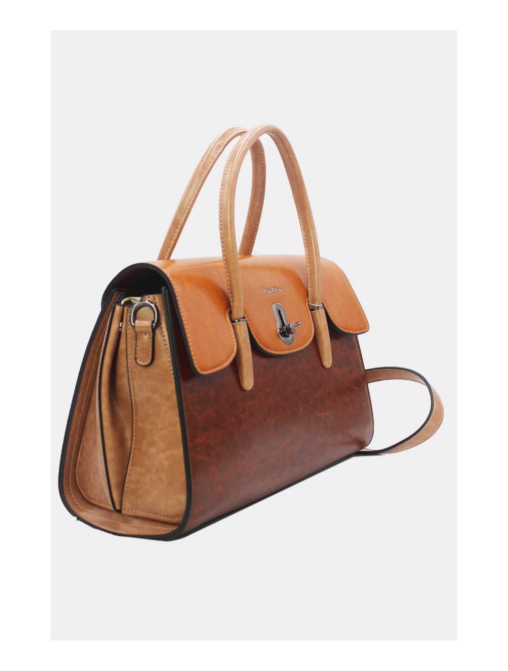 Tom&eva Sac à Main Effet Cuir Style Vintage-24B-5866-Coff/Brown/Apricot