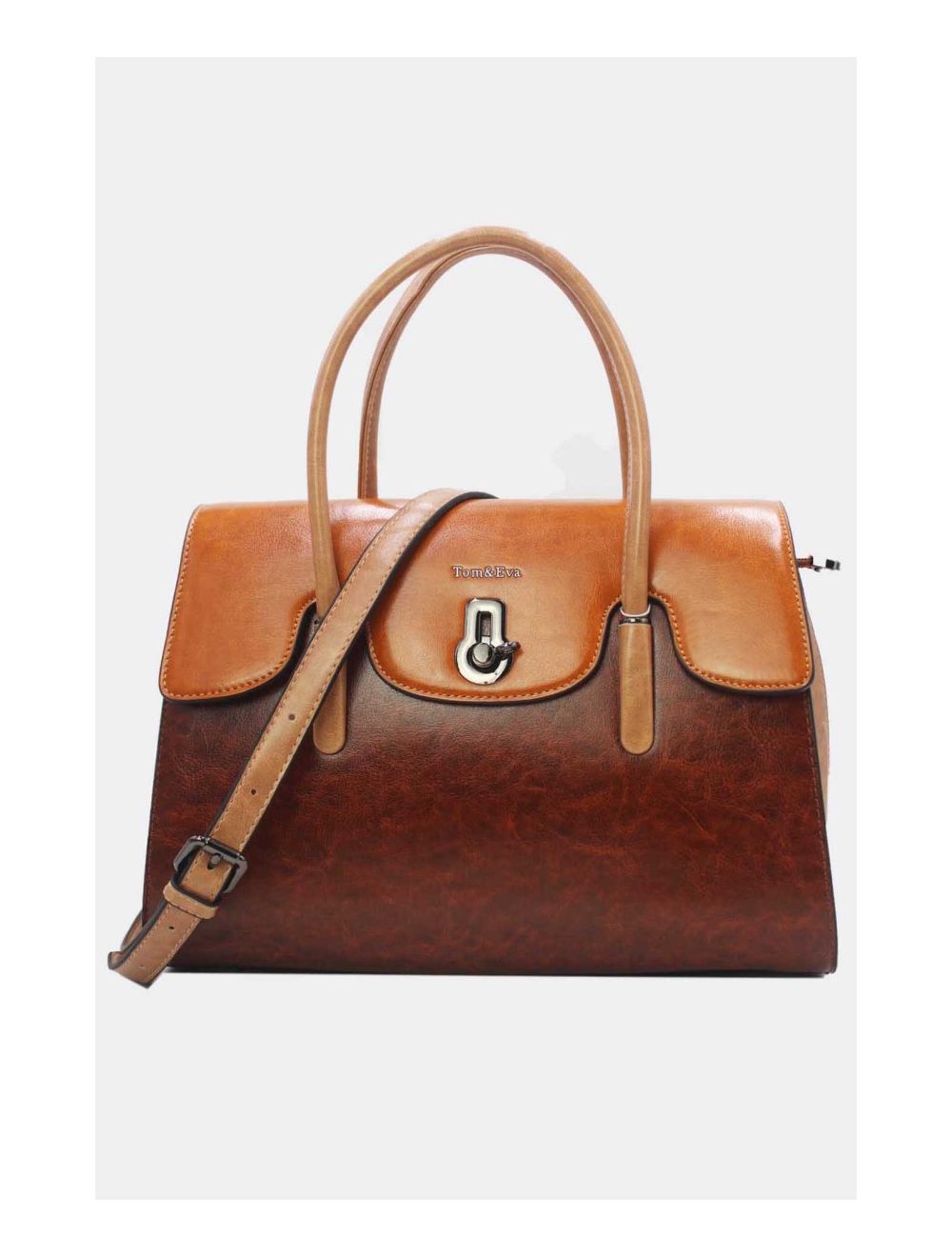 tom&eva Sac à Main Effet Cuir Style Vintage-24B-5866-Coff/Brown/Apricot
