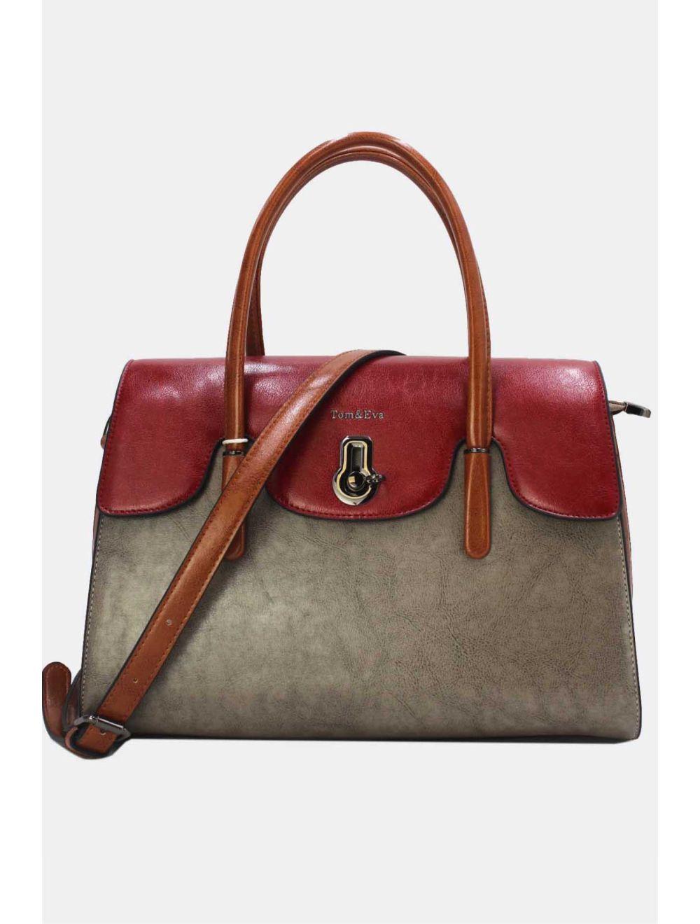 Tom&eva Sac à Main Effet Cuir Style Vintage-24B-5866-Gray/Coffee/Brown