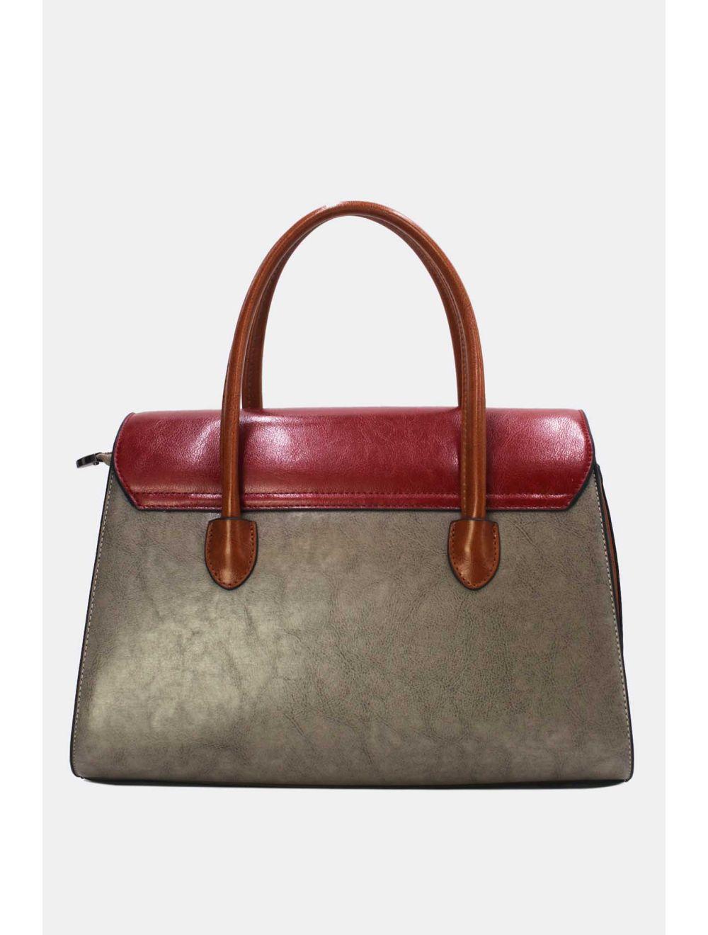 Tom&eva Sac à Main Effet Cuir Style Vintage-24B-5866-Gray/Coffee/Brown