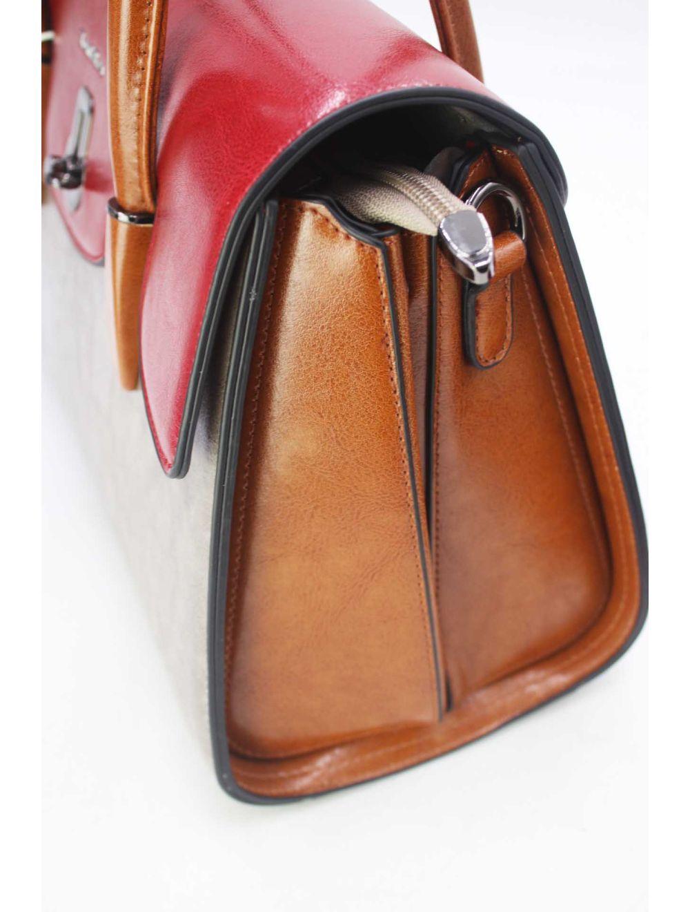 tom&eva Sac à Main Effet Cuir Style Vintage-24B-5866-Gray/Coffee/Brown