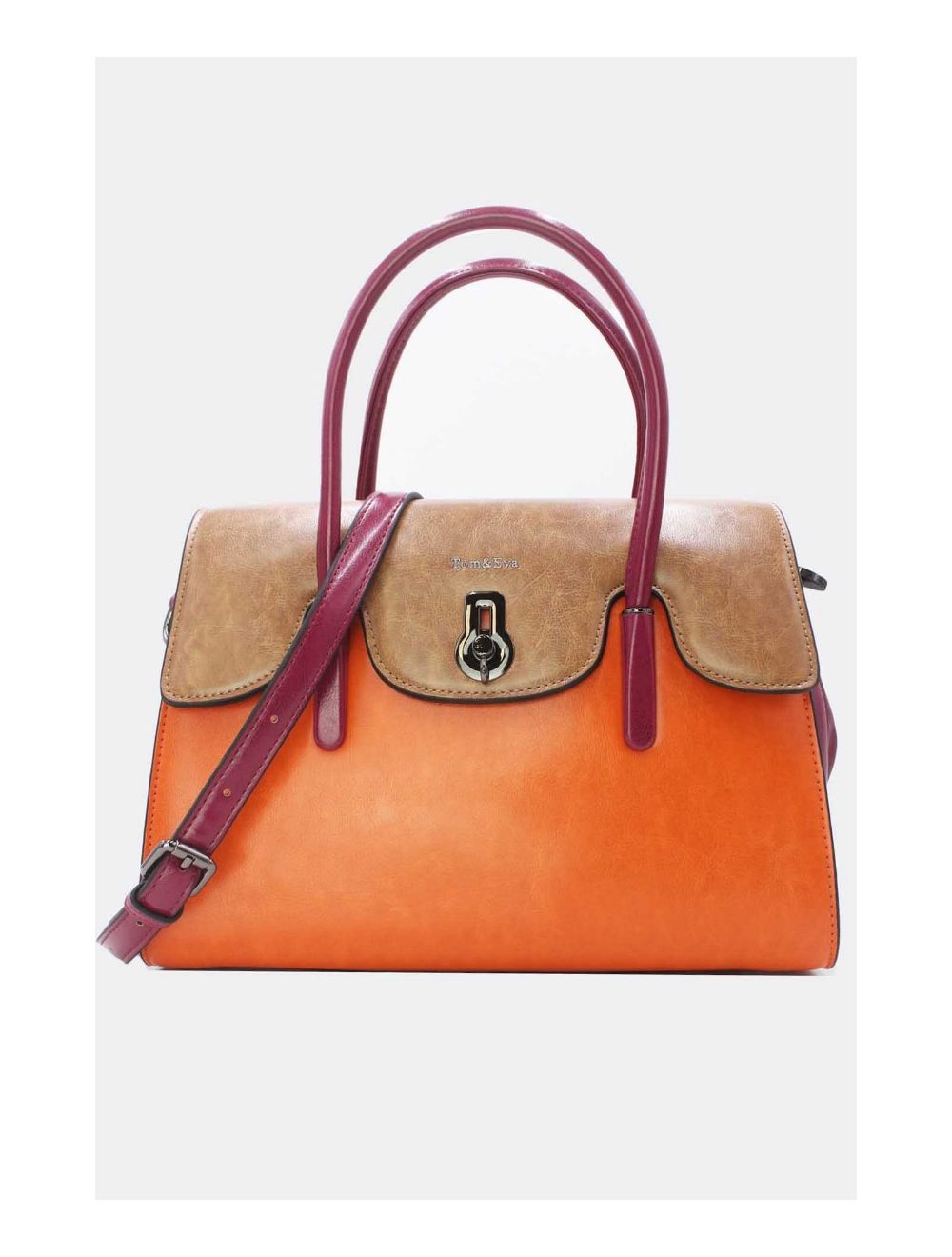 Tom&eva Sac à Main Effet Cuir Style Vintage-24B-5866-Orange/Apricot/Rose