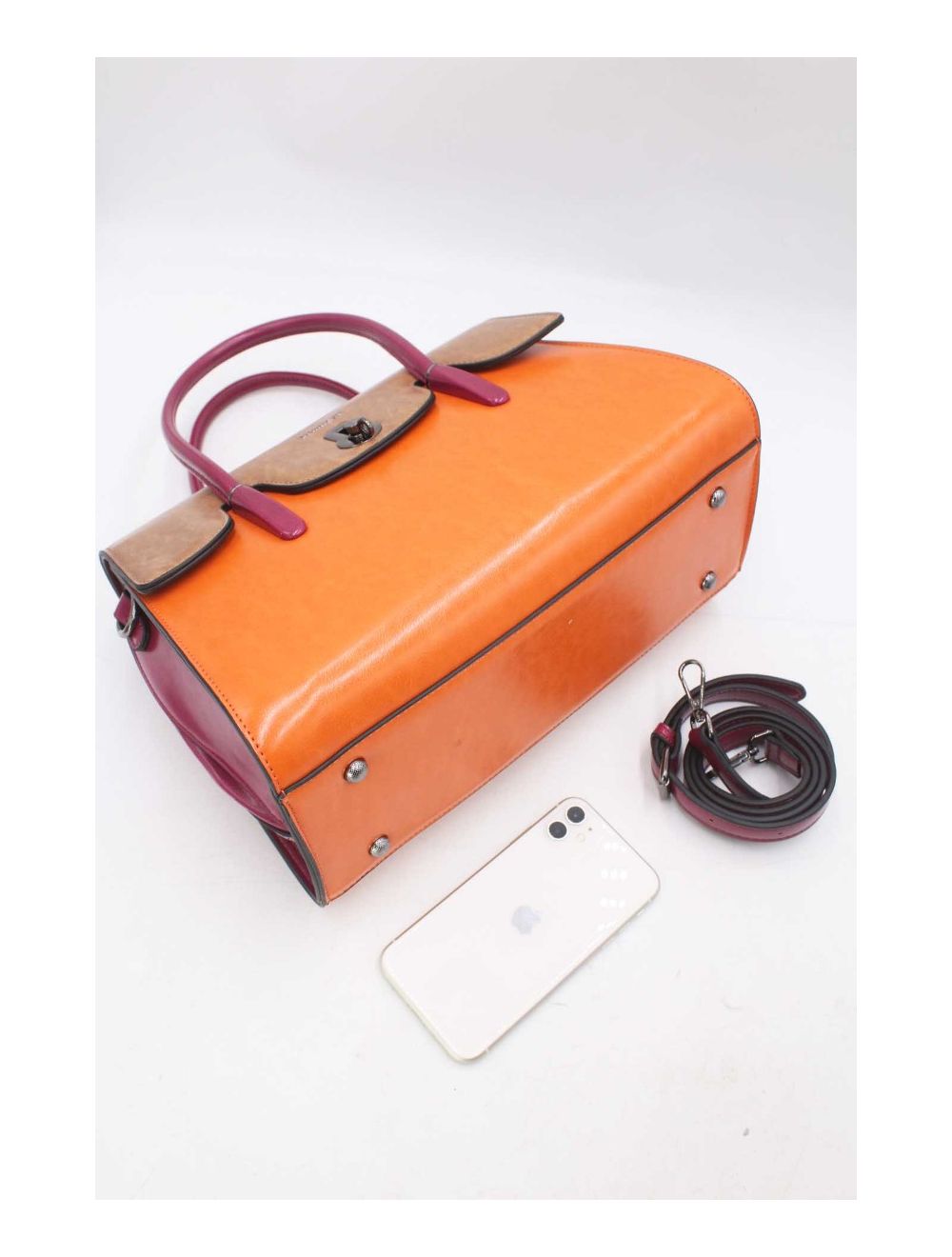 tom&eva Sac à Main Effet Cuir Style Vintage-24B-5866-Orange/Apricot/Rose