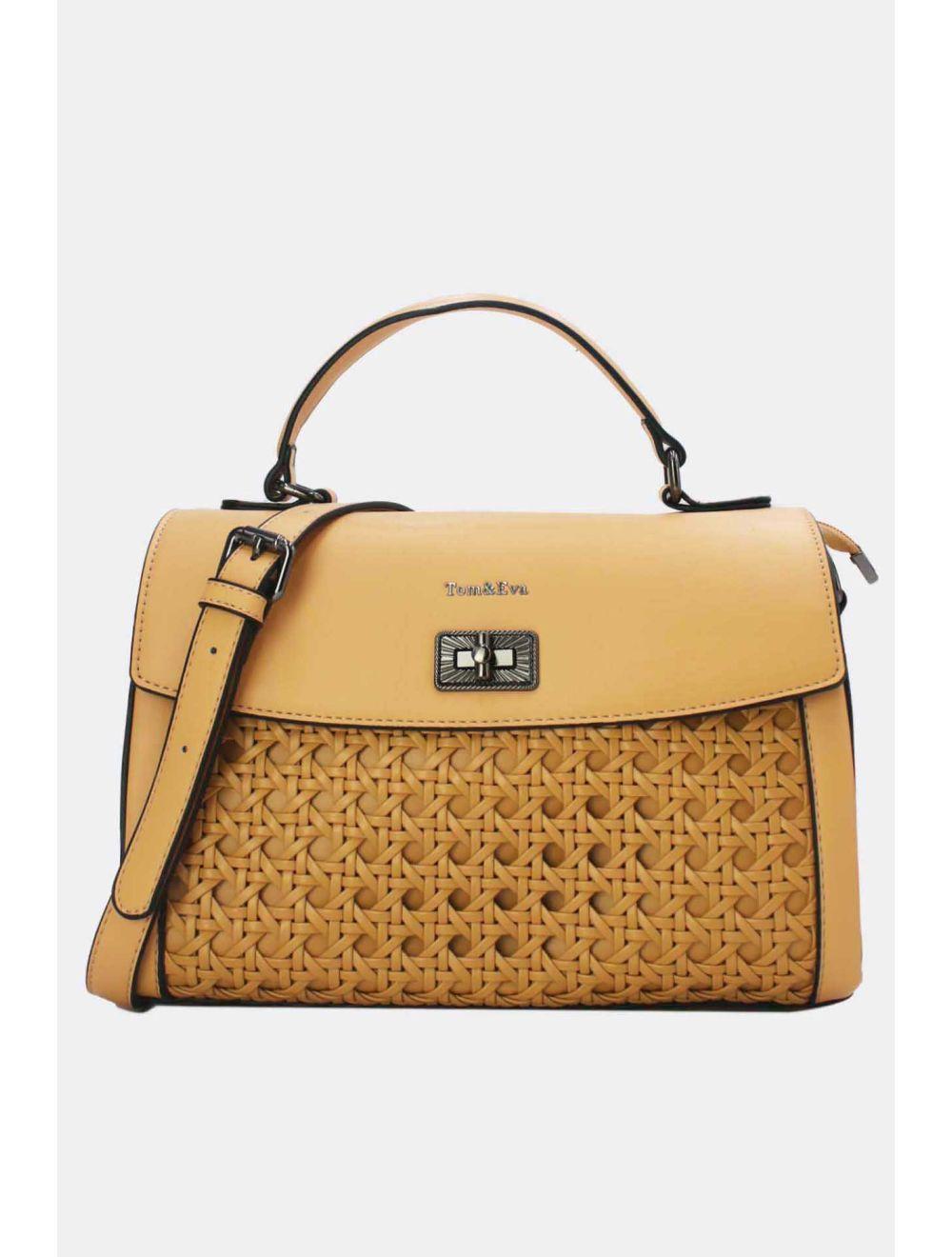 Tom&eva Sac à Main Effet Osier Tressé 24B-6033-Abricot