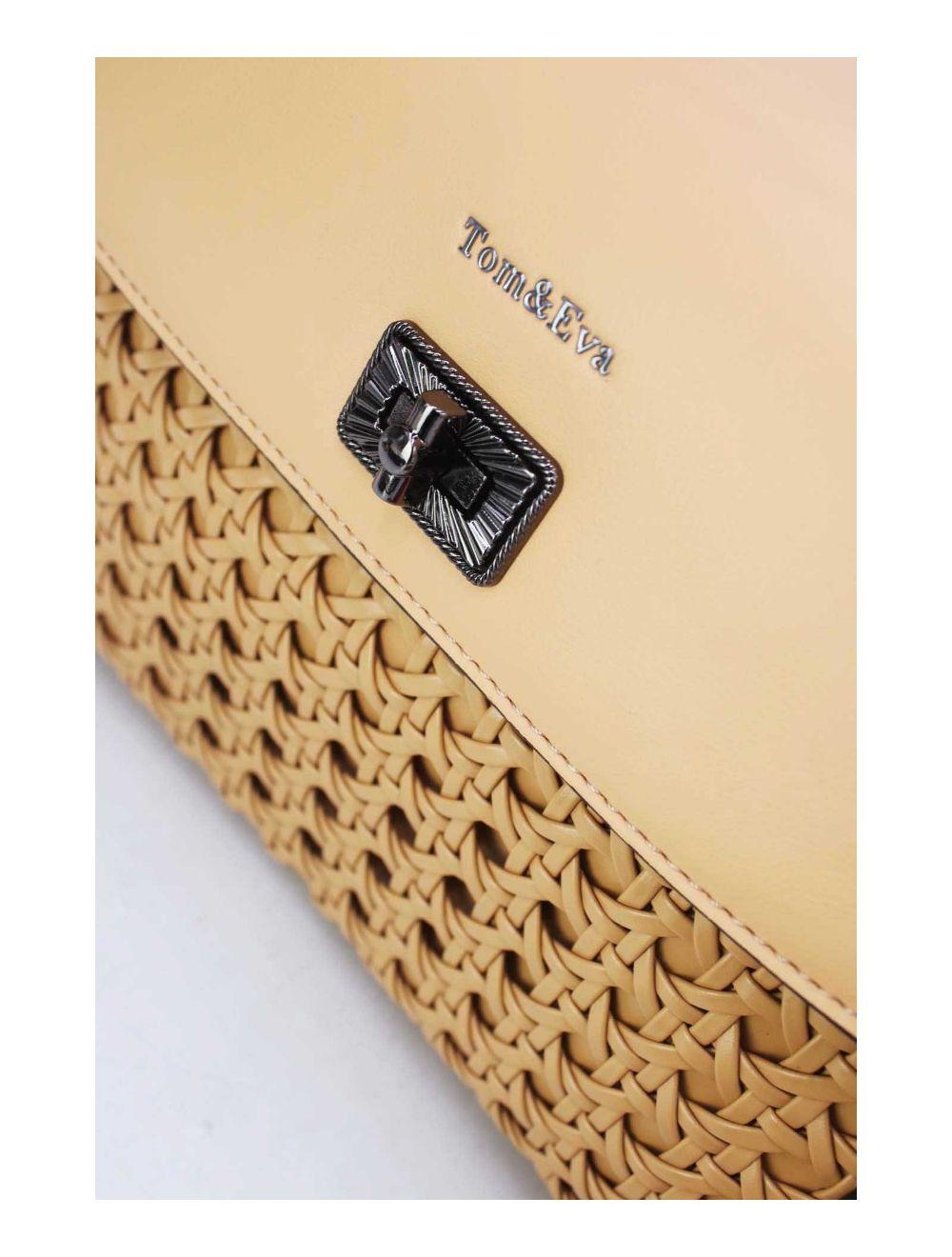 tom&eva Sac à Main Effet Osier Tressé 24B-6033-Abricot