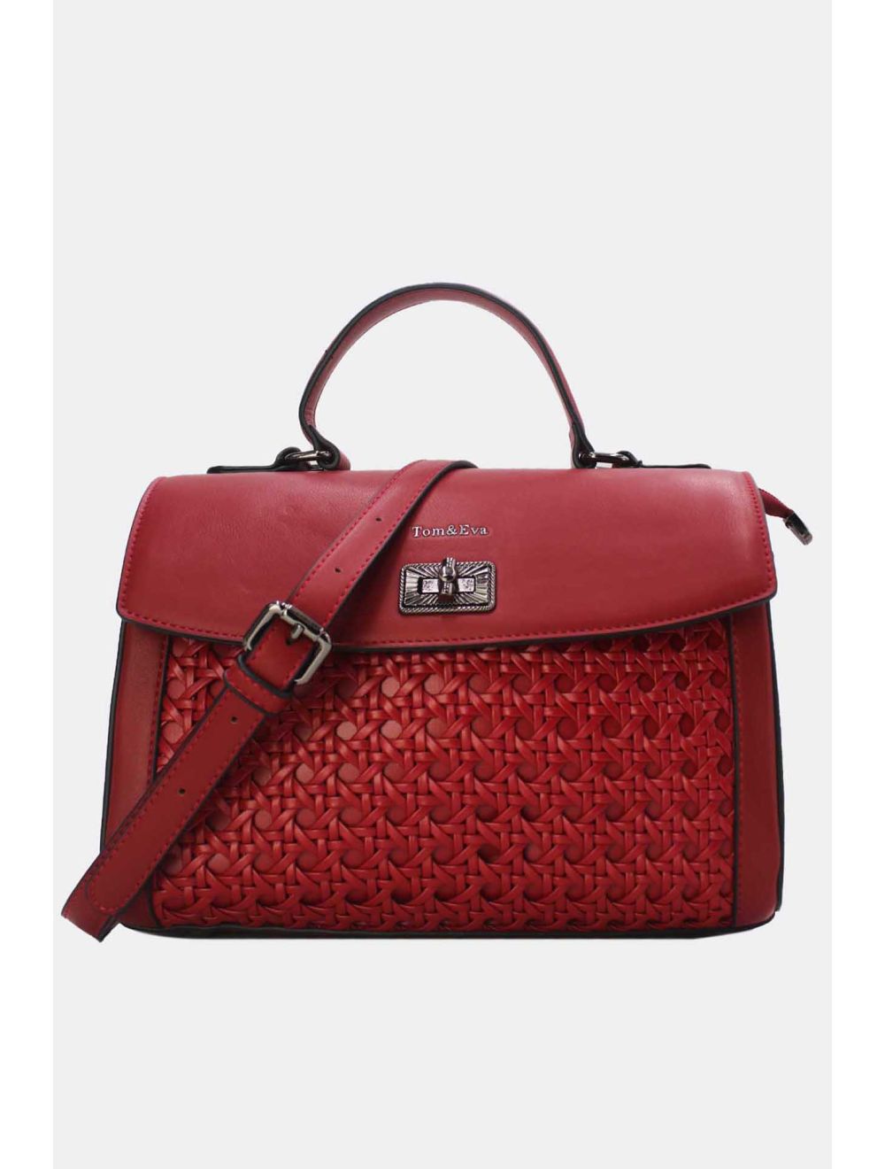 Tom&eva Sac à Main Effet Osier Tressé 24B-6033-Burgundy