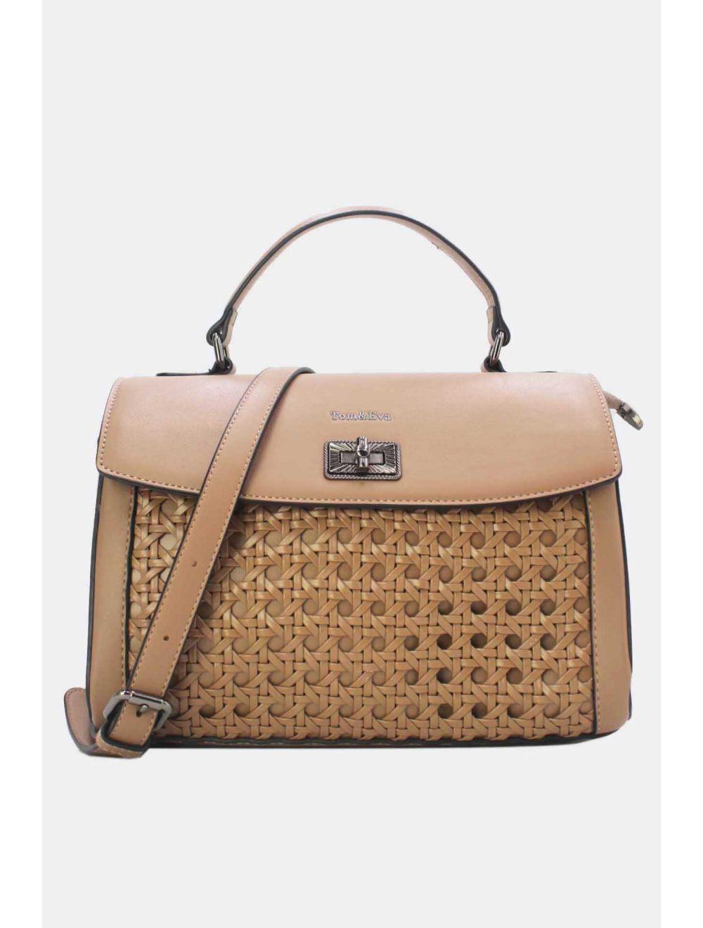 Tom&eva Sac à Main Effet Osier Tressé 24B-6033-Kaki