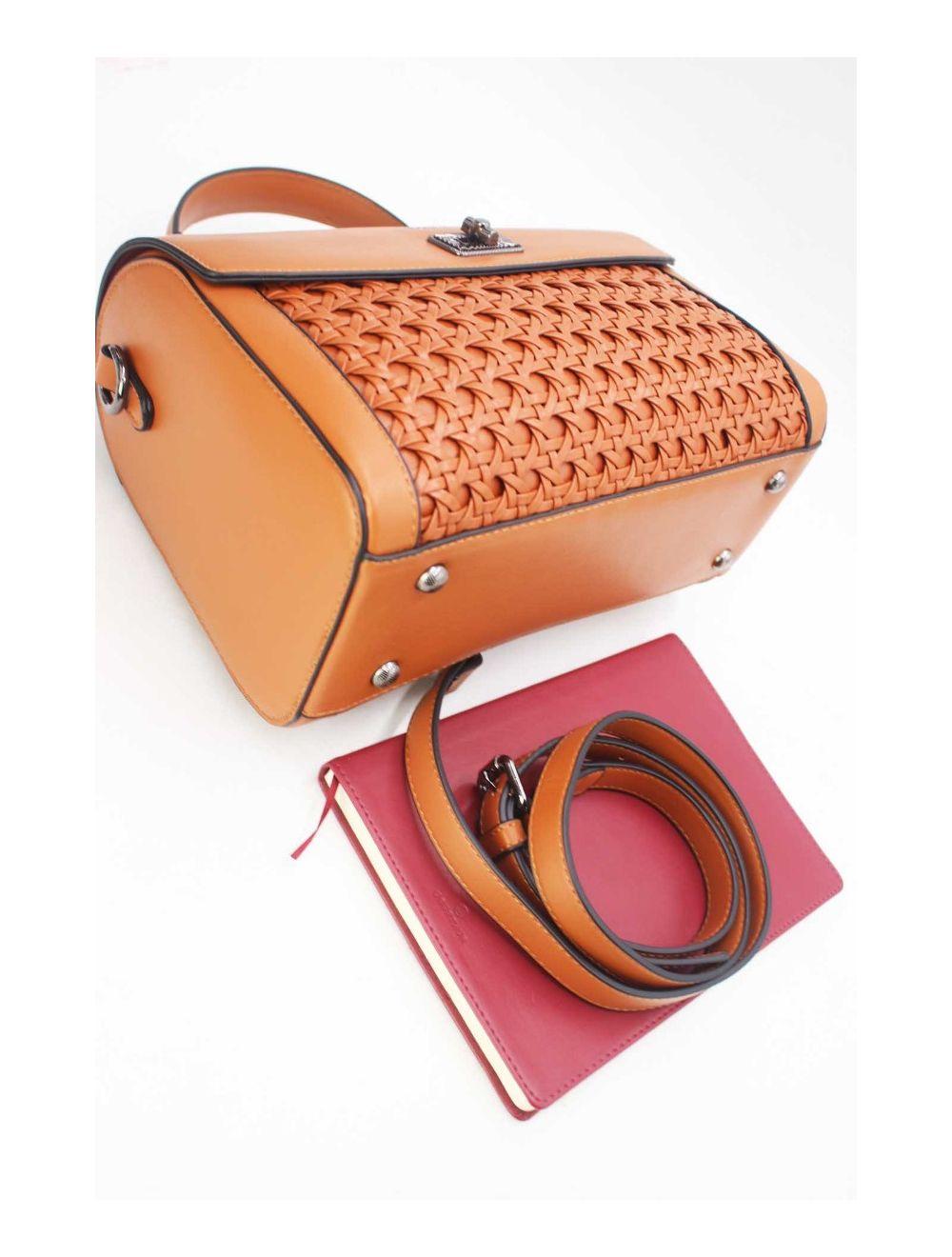 Tom&eva Sac à Main Effet Osier Tressé 24B-6033-Marron