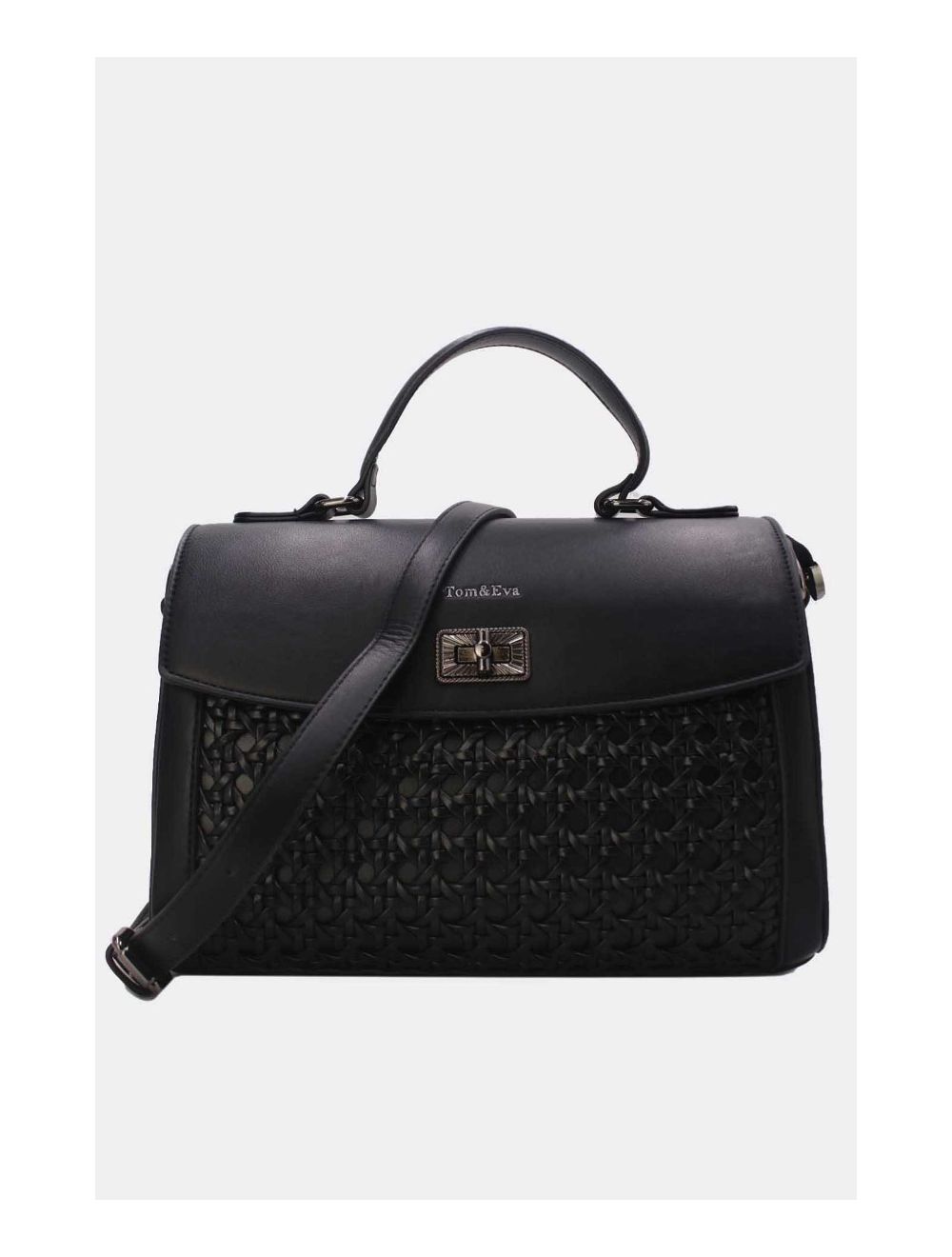 Tom&eva Sac à Main Effet Osier Tressé 24B-6033-Noir