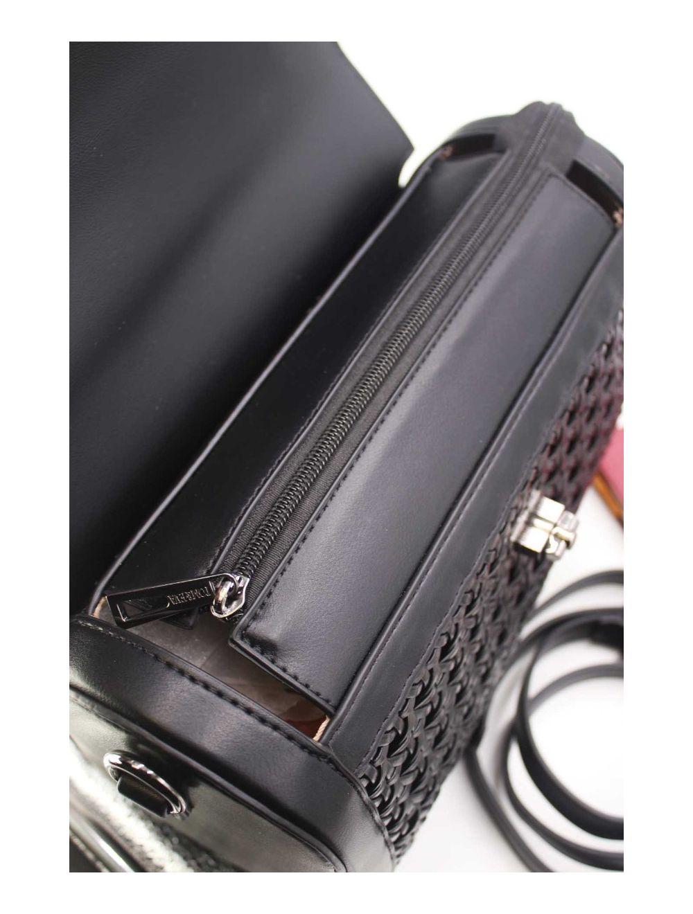 tom&eva Sac à Main Effet Osier Tressé 24B-6033-Noir