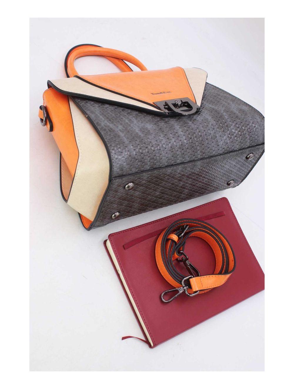 Tom&eva Sac à Main Effet Paille 24B-6117-Grey/White