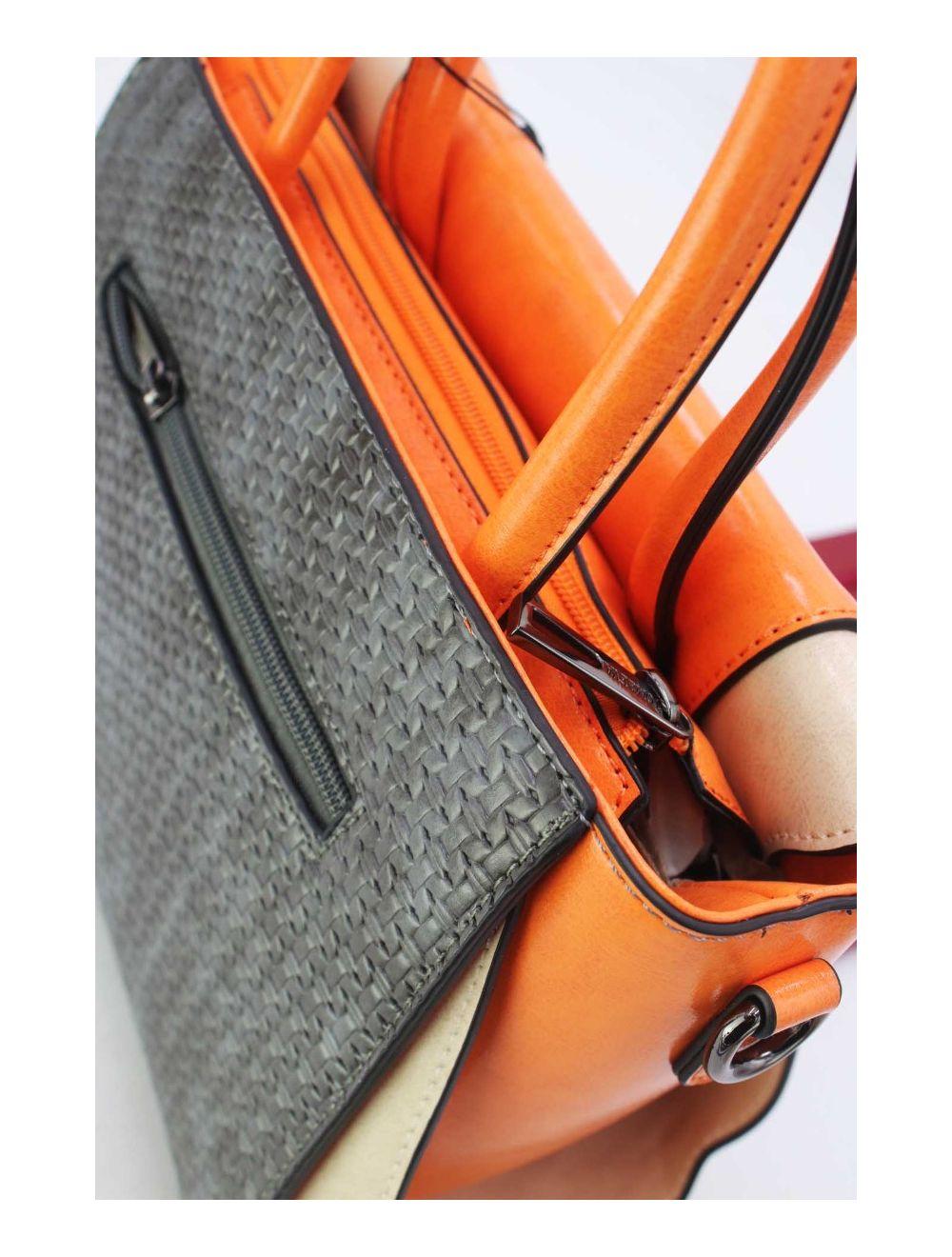 Tom&eva Sac à Main Effet Paille 24B-6117-Grey/White