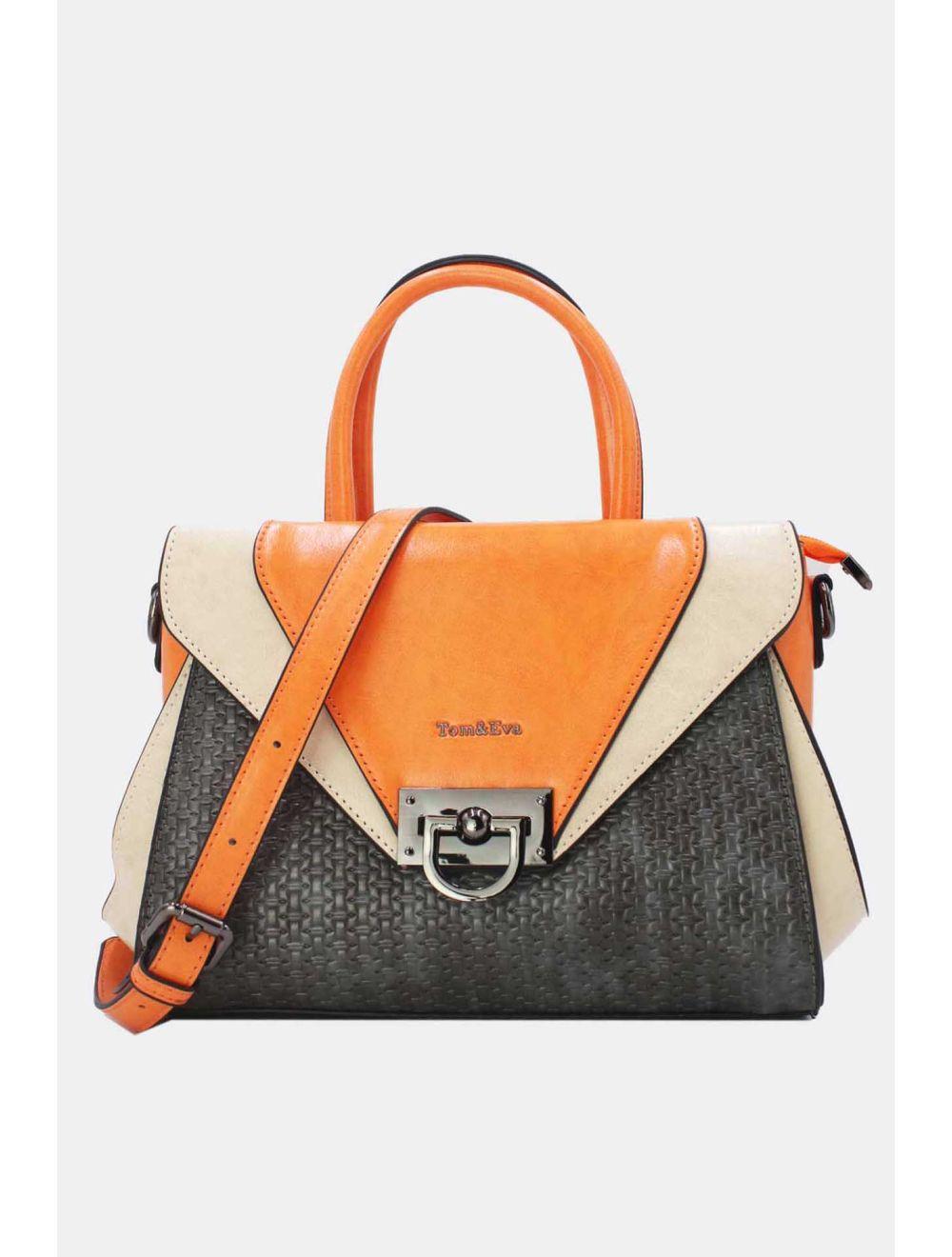 Tom&eva Sac à Main Effet Paille 24B-6117-Grey/White