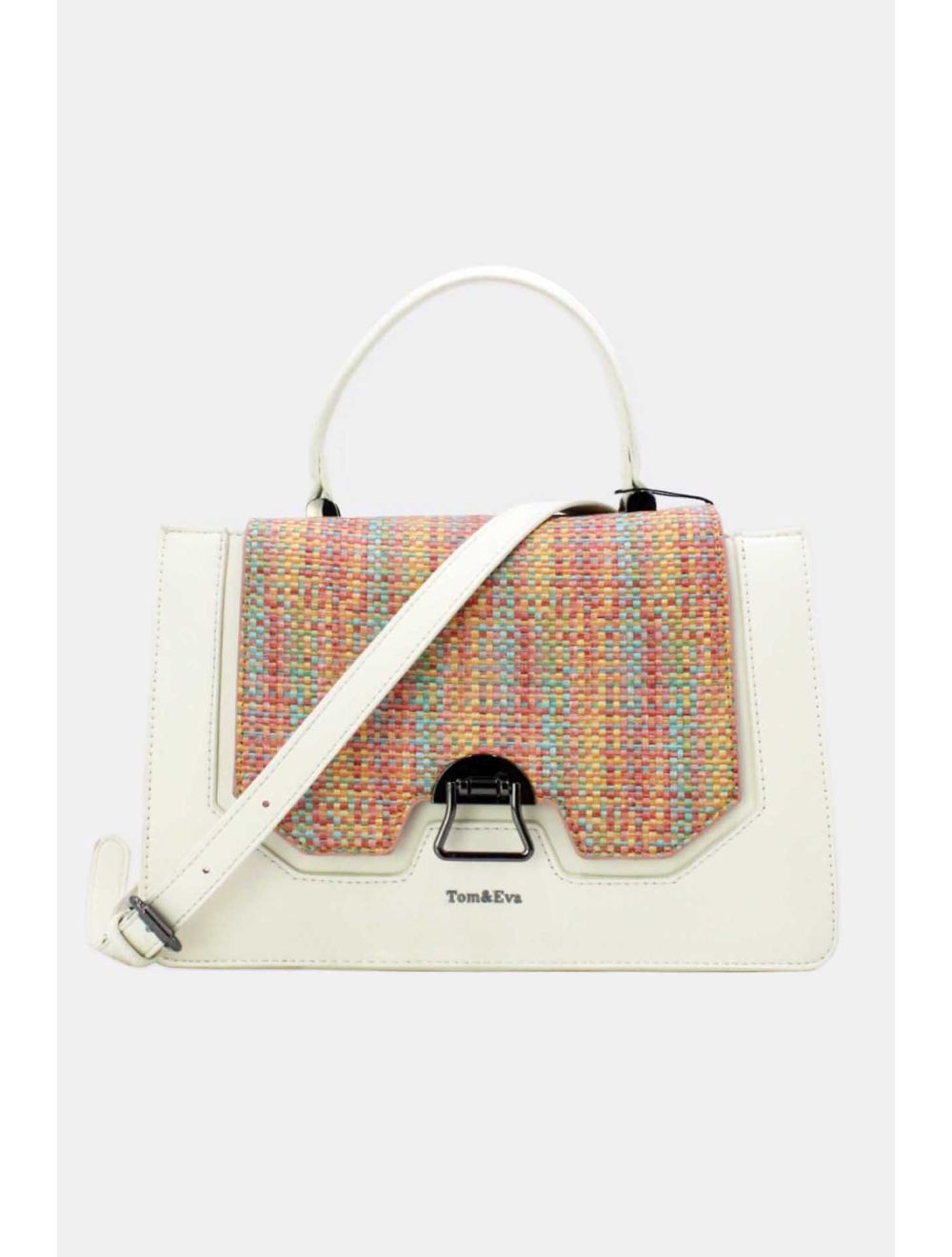 tom&eva Sac à Main Effet Paille 24B-6129-Beige/orange