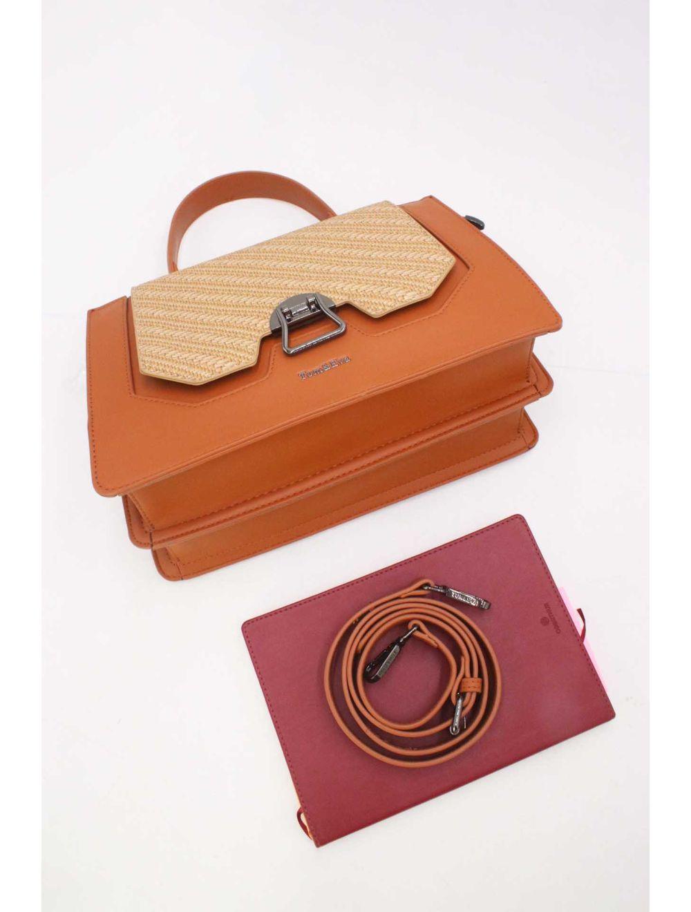 Tom&eva Sac à Main Effet Paille 24B-6129-Brown/apricot