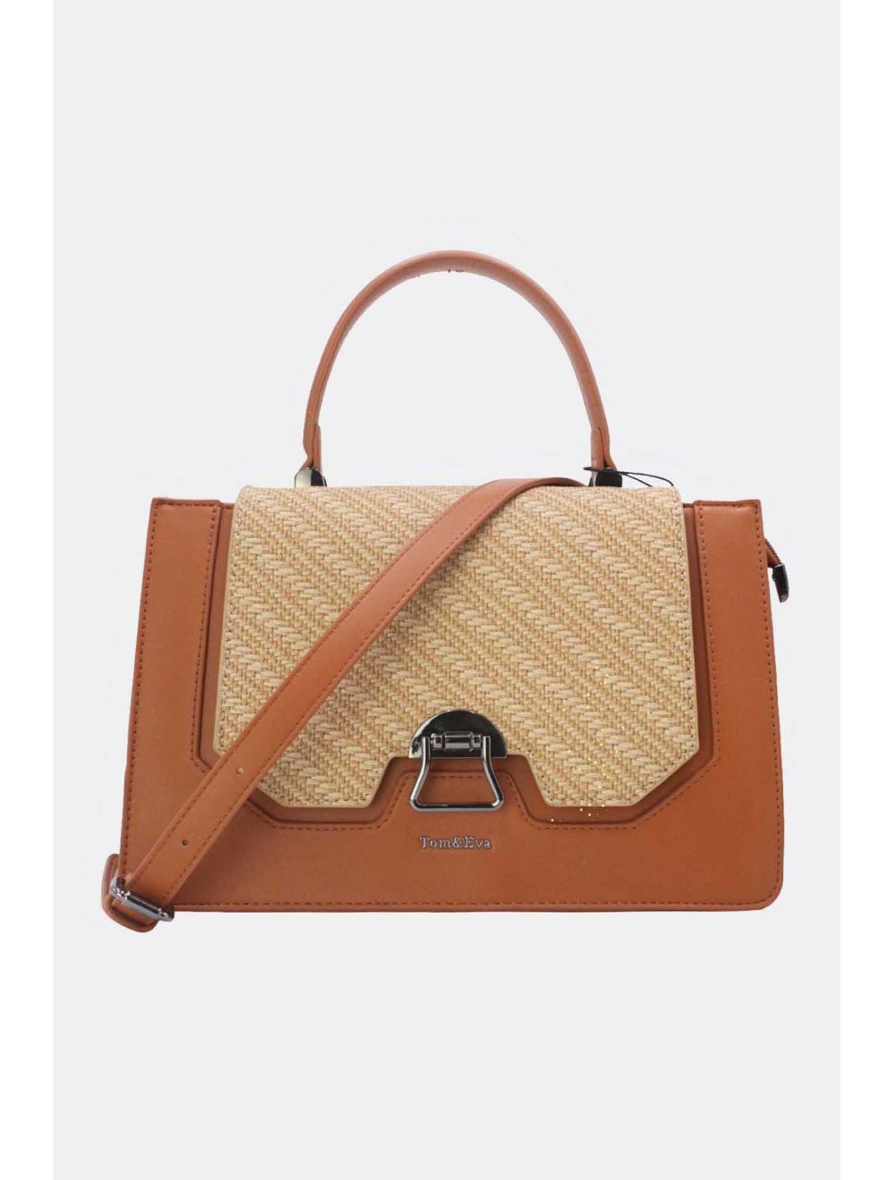 tom&eva Sac à Main Effet Paille 24B-6129-Brown/apricot