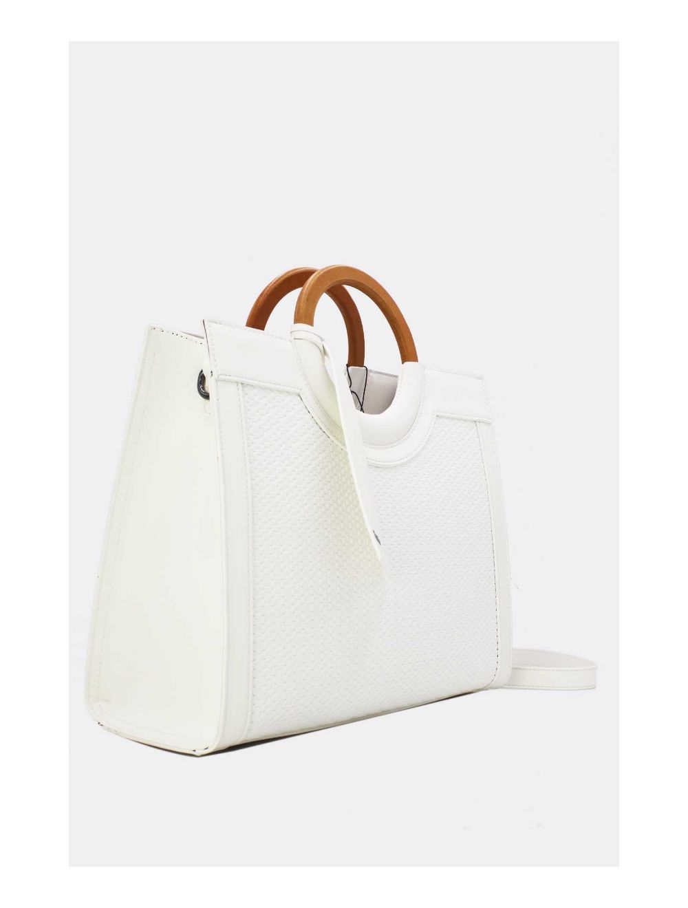 Tom&eva Sac à Main Effet Paille Et Anse En Bois 24B-6113-Blanc