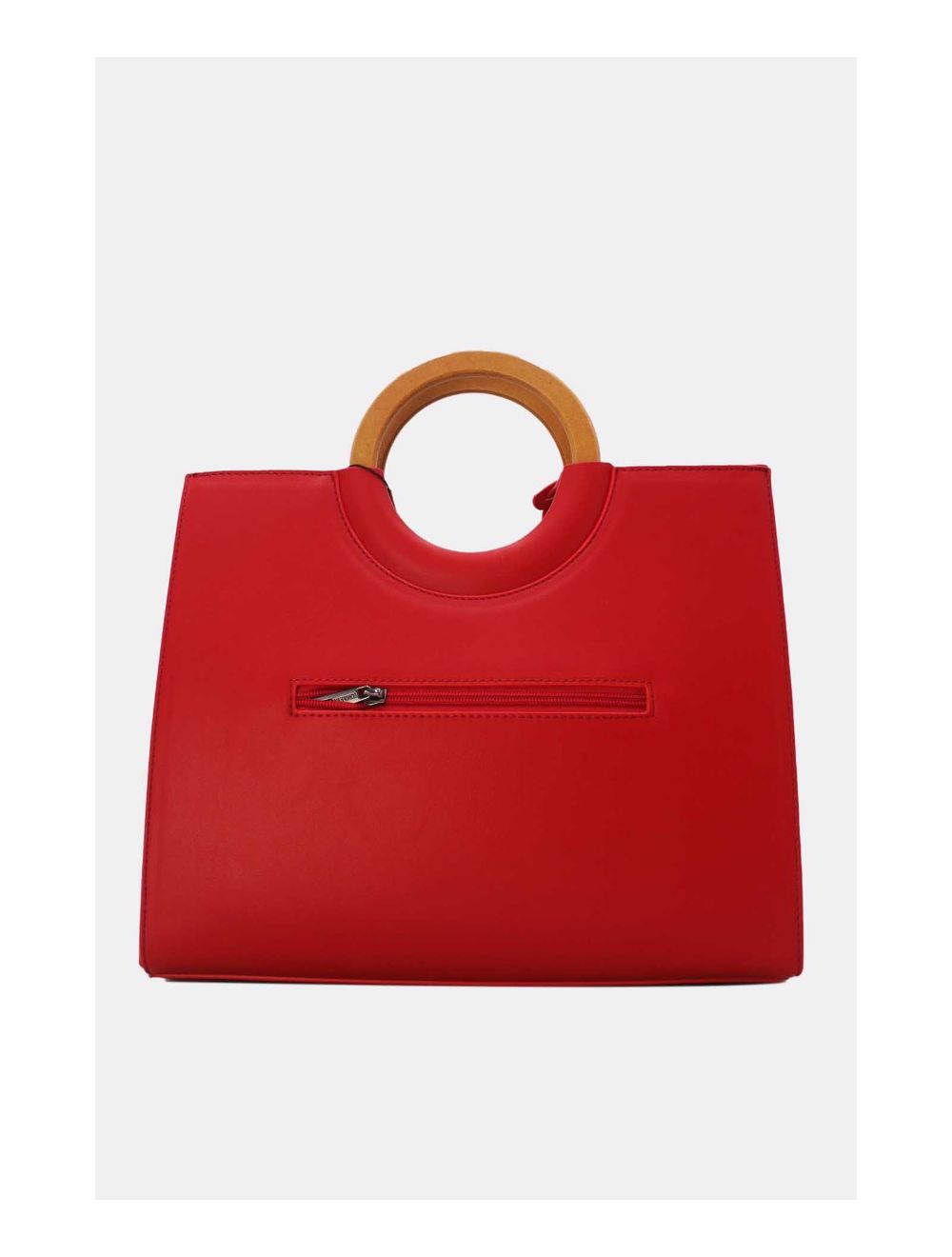 Tom&eva Sac à Main Effet Paille Et Anse En Bois 24B-6113-Red/Burgundy