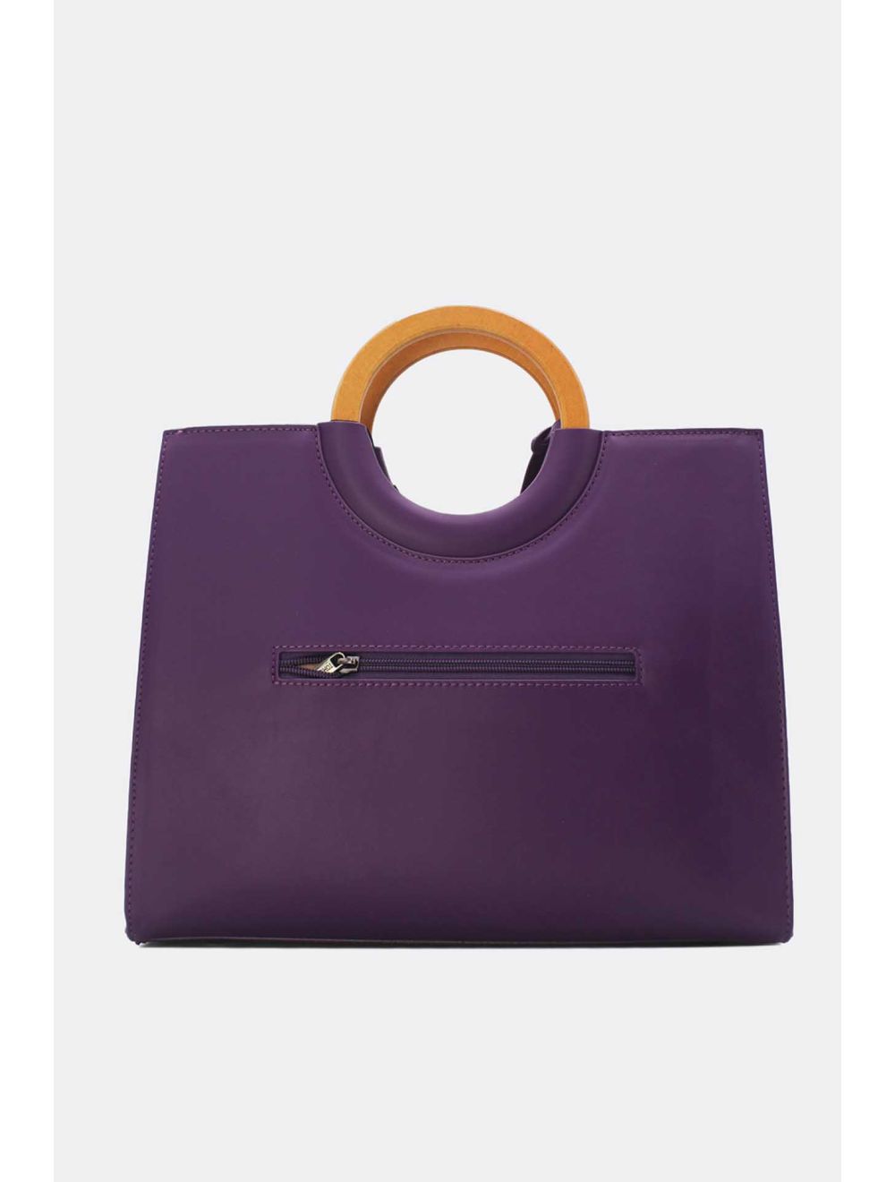 Tom&eva Sac à Main Effet Paille Et Anse En Bois 24B-6113-Violet