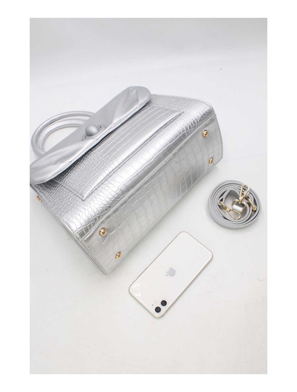 tom&eva Sac à Main Effet Python Chic et Vintage 24B-5898-Argent
