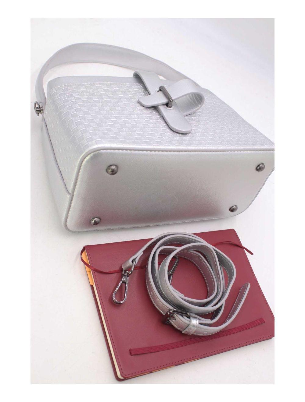 Tom&eva Sac à Main Effet Tissus Tressé 24B-6125-Argent