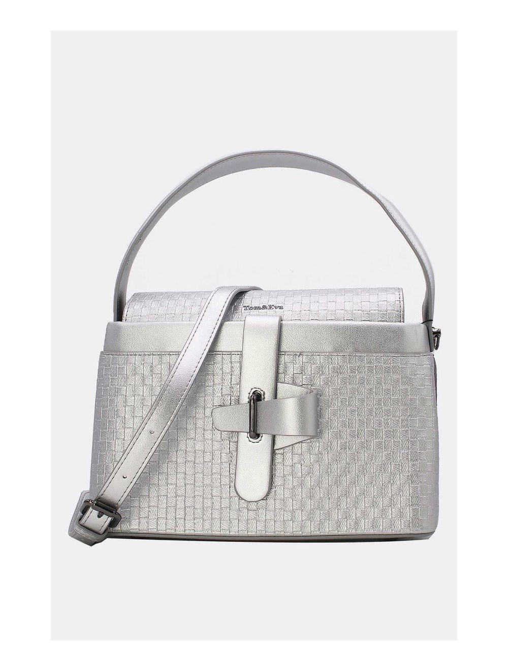 tom&eva Sac à Main Effet Tissus Tressé 24B-6125-Argent
