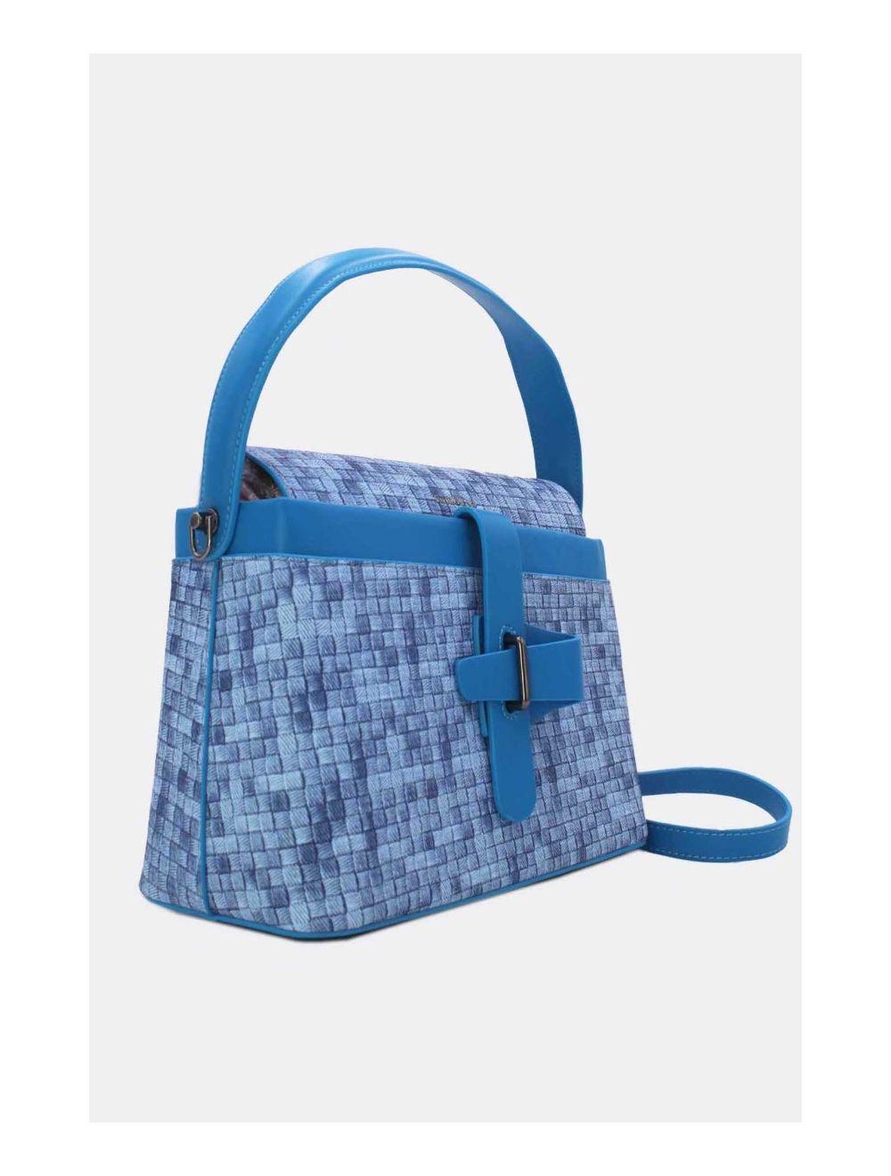Tom&eva Sac à Main Effet Tissus Tressé 24B-6125-Bleu