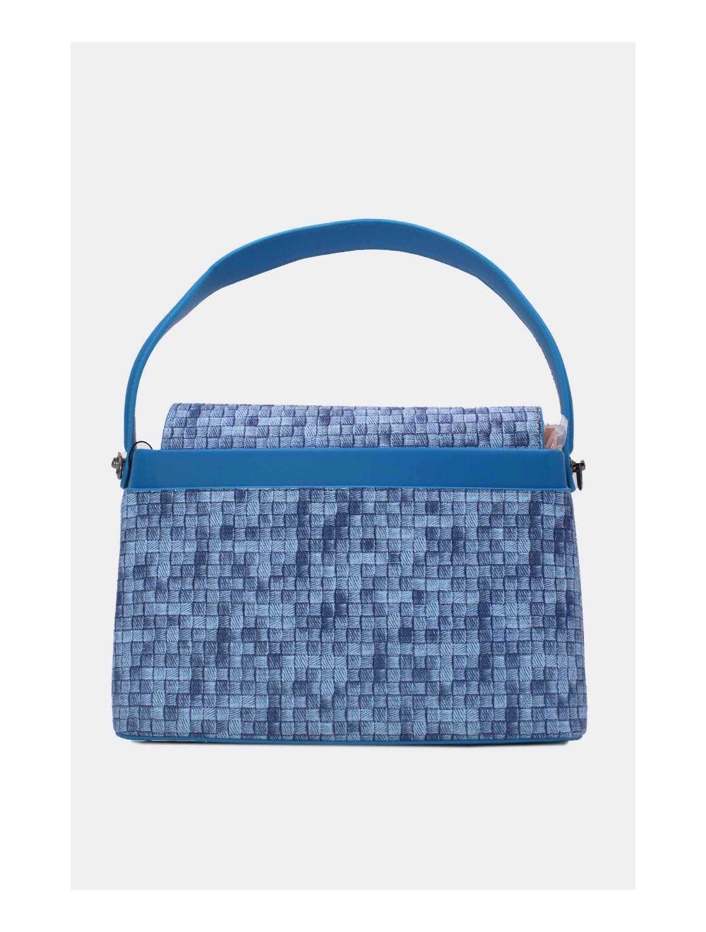 Tom&eva Sac à Main Effet Tissus Tressé 24B-6125-Bleu