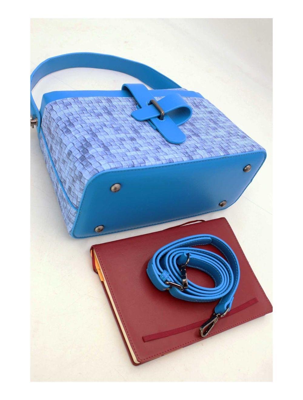 Tom&eva Sac à Main Effet Tissus Tressé 24B-6125-Bleu