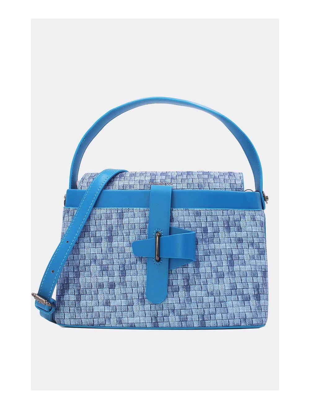 tom&eva Sac à Main Effet Tissus Tressé 24B-6125-Bleu