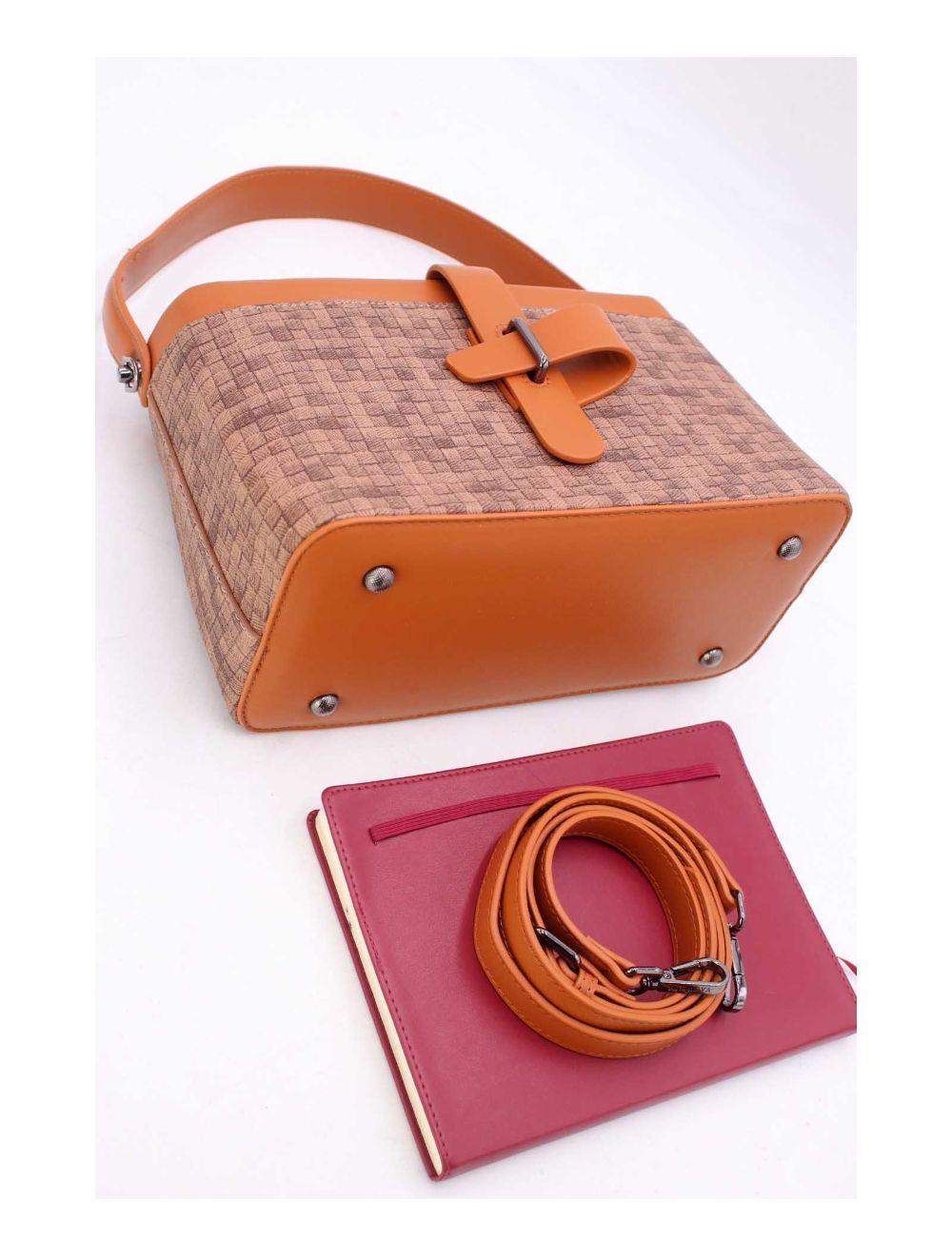 Tom&eva Sac à Main Effet Tissus Tressé 24B-6125-Café/Marron