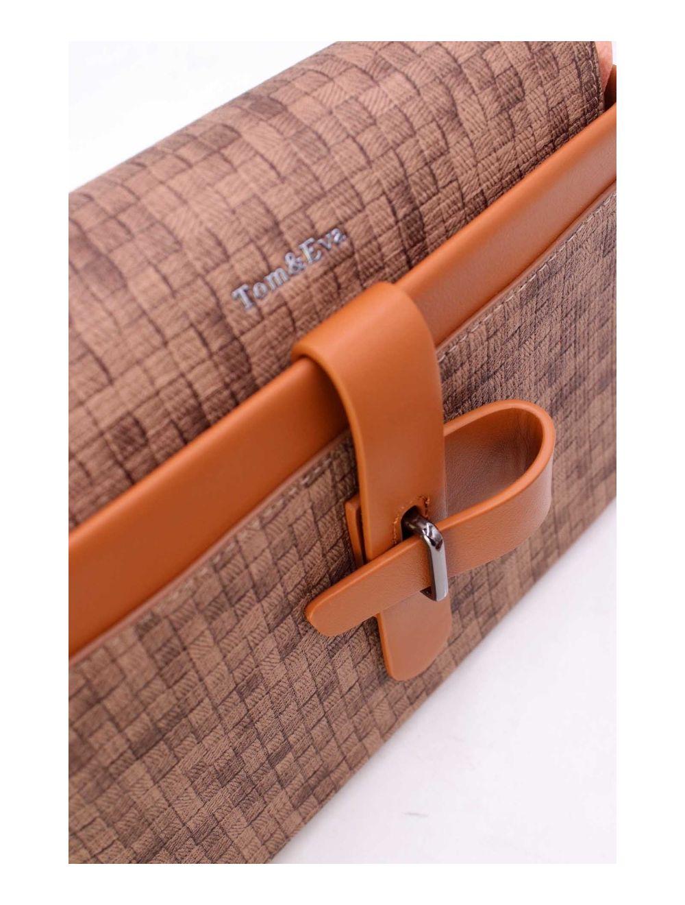 Tom&eva Sac à Main Effet Tissus Tressé 24B-6125-Café/Marron