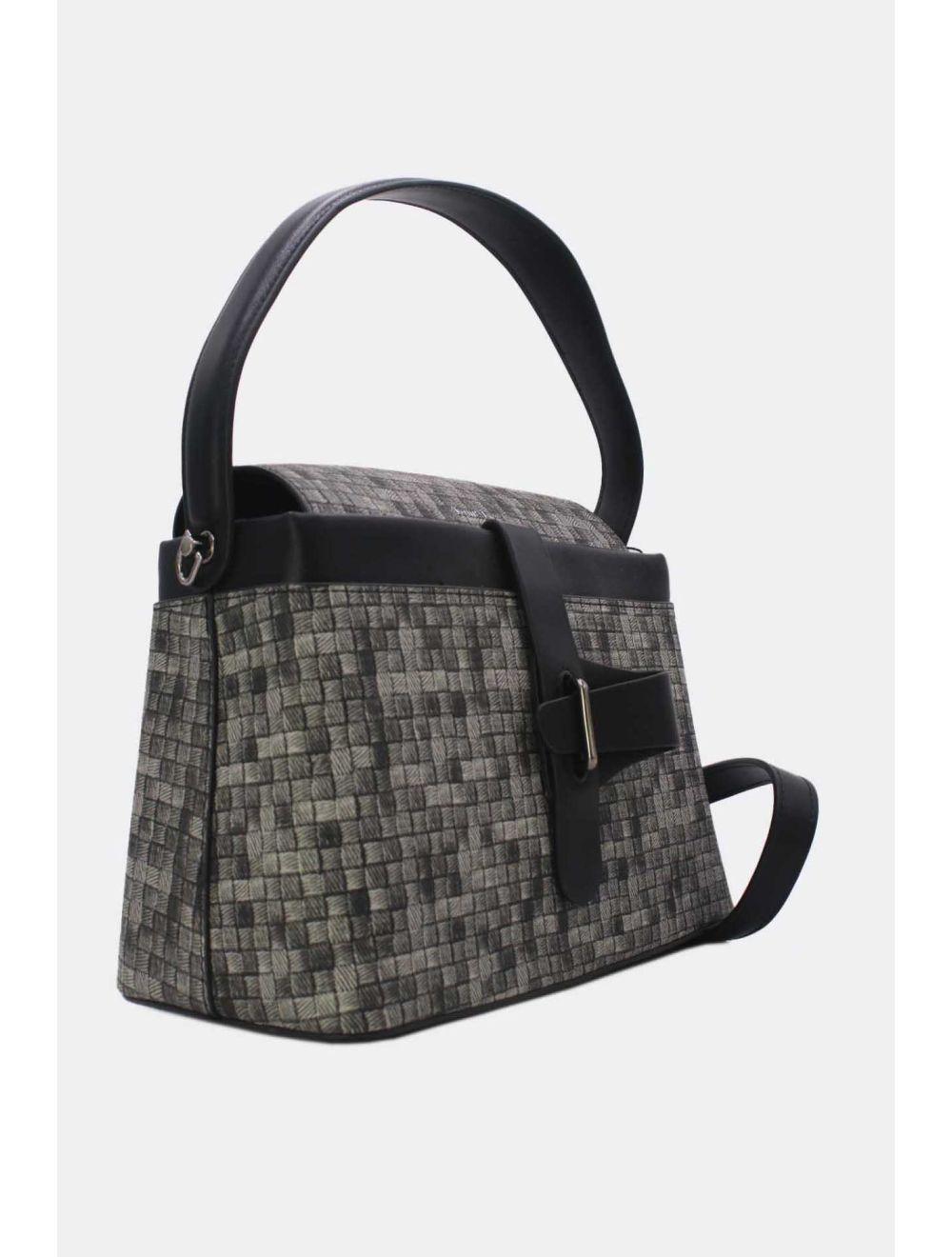 Tom&eva Sac à Main Effet Tissus Tressé 24B-6125-Noir