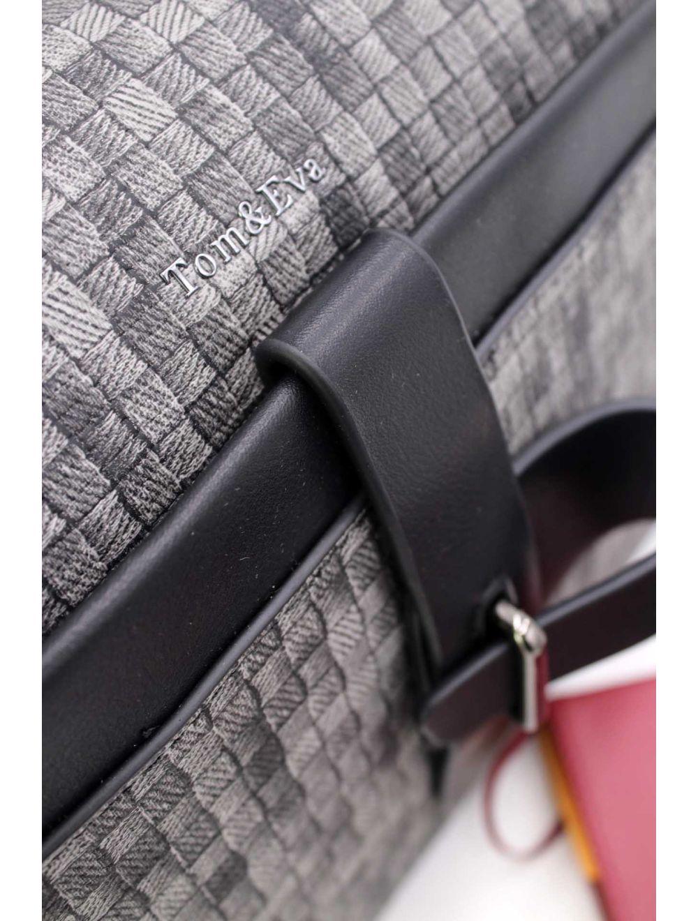 Tom&eva Sac à Main Effet Tissus Tressé 24B-6125-Noir