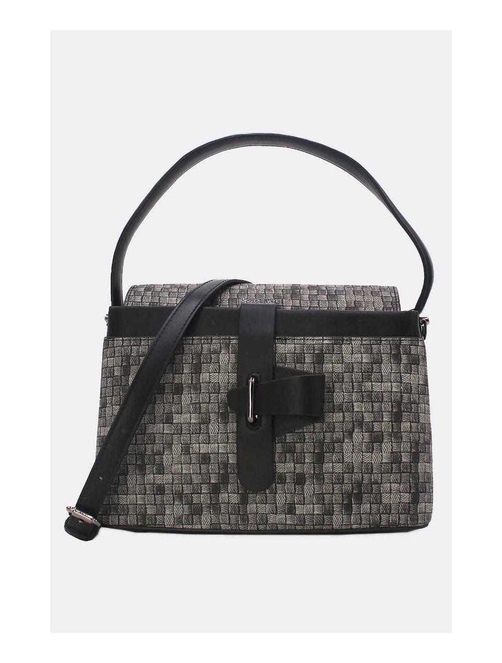 tom&eva Sac à Main Effet Tissus Tressé 24B-6125-Noir