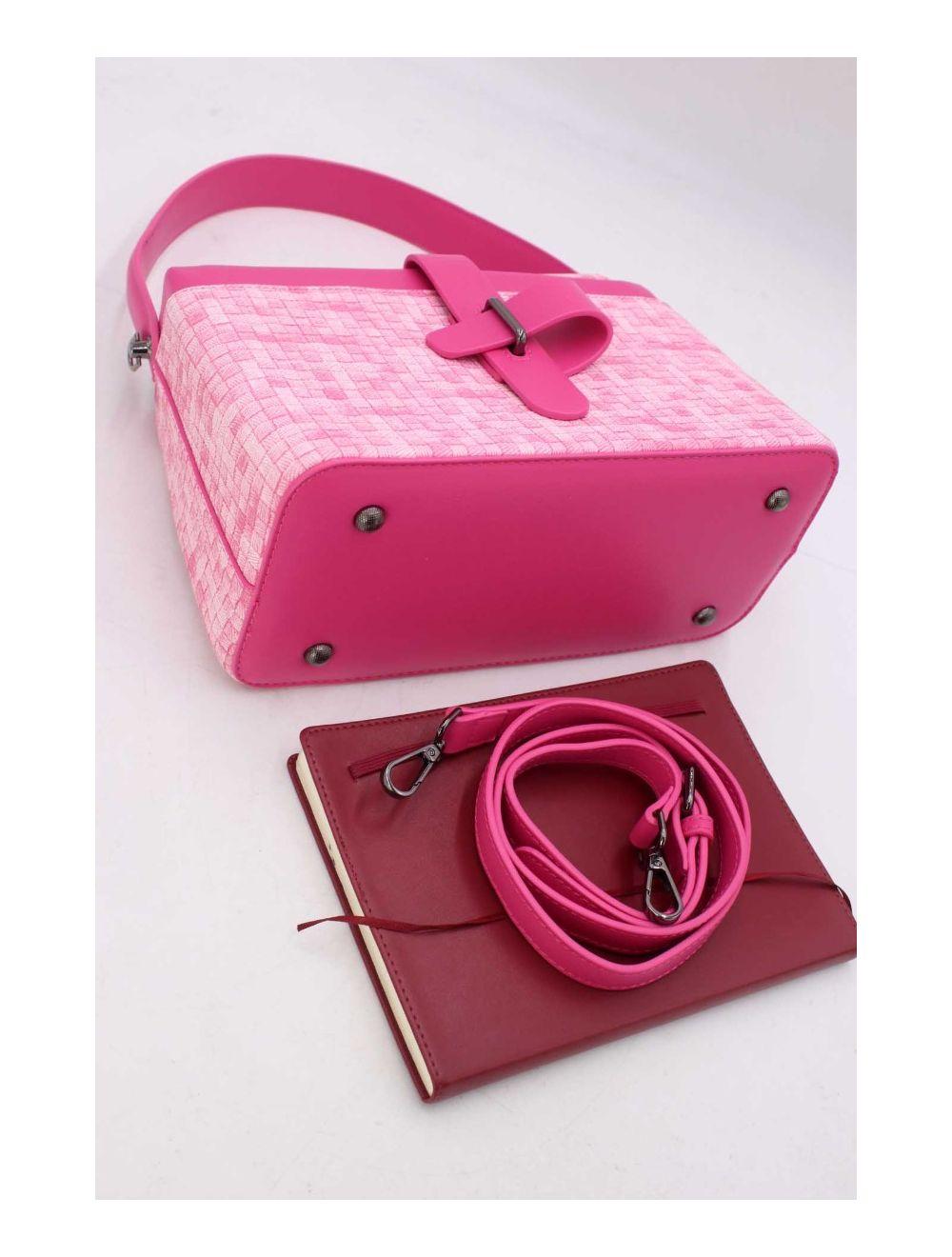 Tom&eva Sac à Main Effet Tissus Tressé 24B-6125-Pink