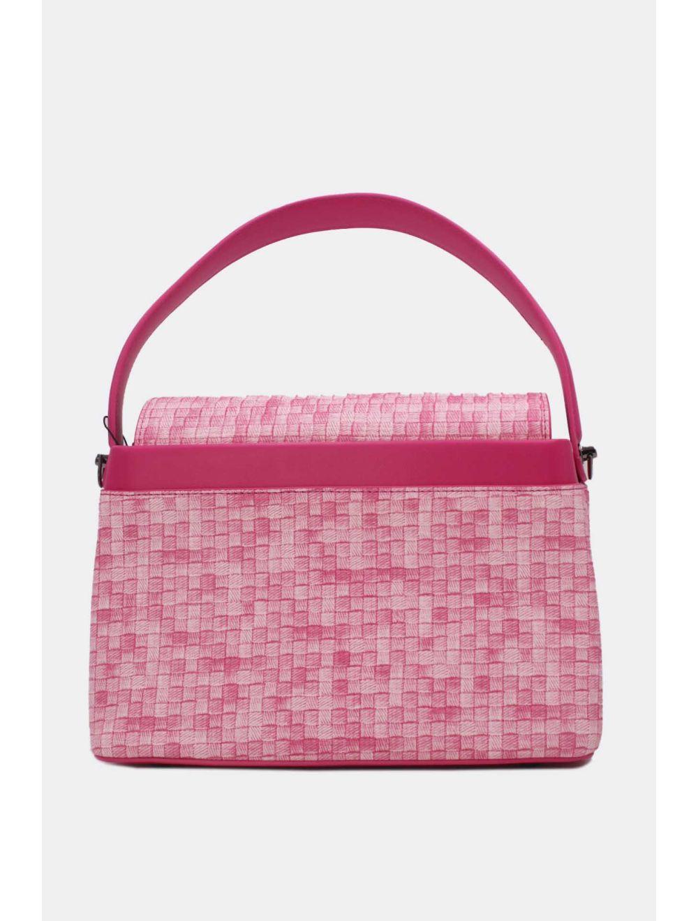 Tom&eva Sac à Main Effet Tissus Tressé 24B-6125-Pink