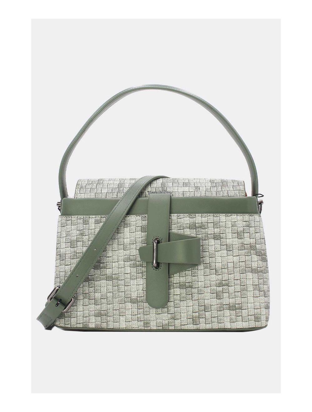 tom&eva Sac à Main Effet Tissus Tressé 24B-6125-Vert