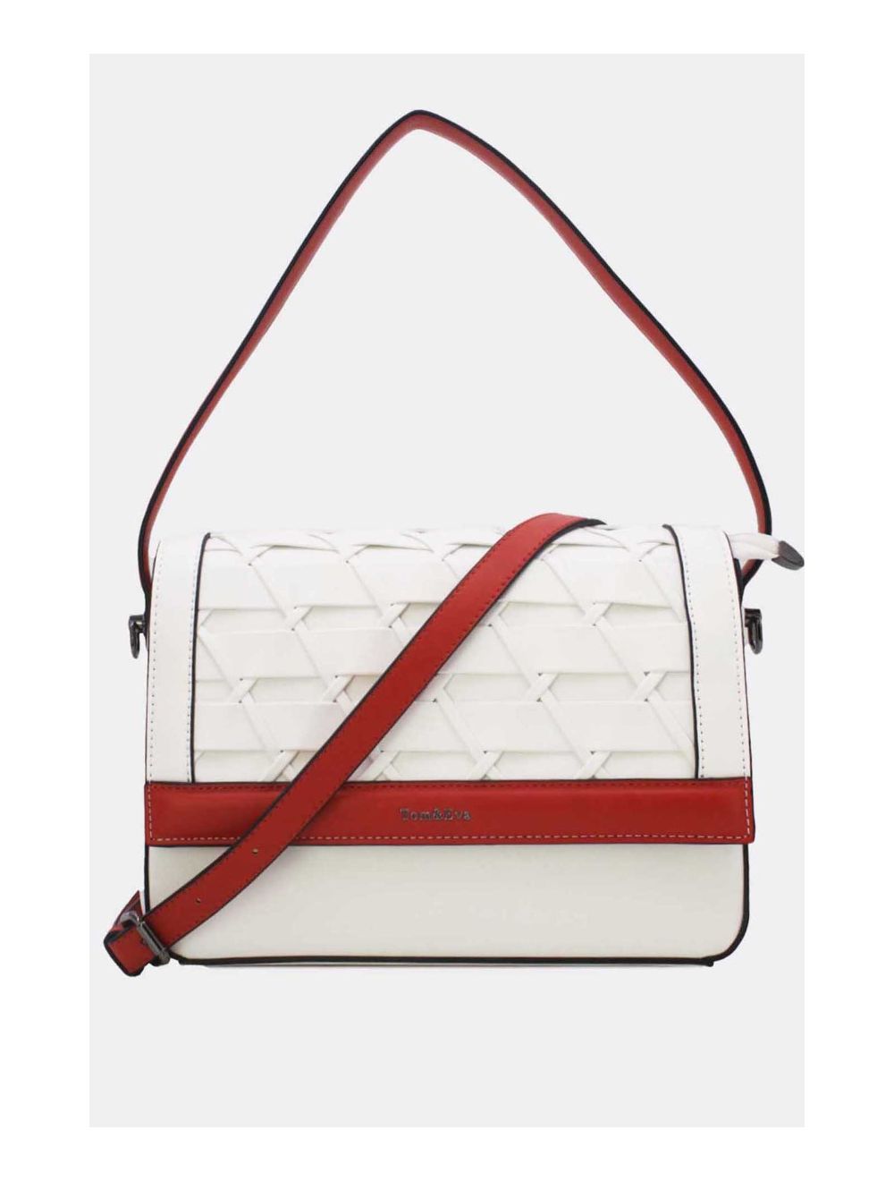 tom&eva Sac à Main Effet Tressé 24B-6091-Beige/Orange