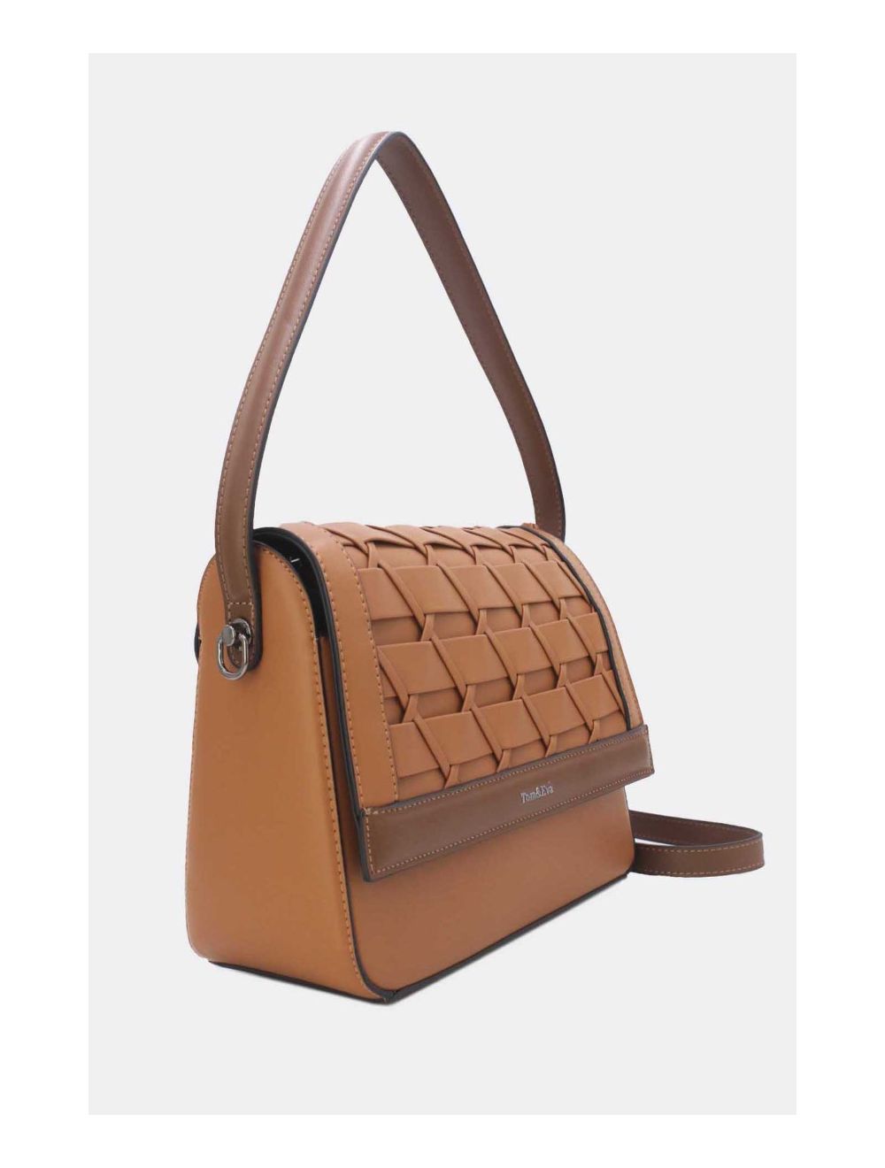 Tom&eva Sac à Main Effet Tressé 24B-6091-Brown/Coffee
