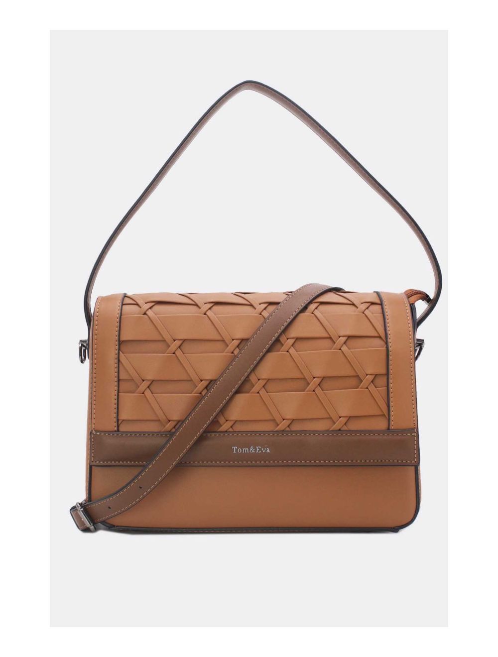 tom&eva Sac à Main Effet Tressé 24B-6091-Brown/Coffee