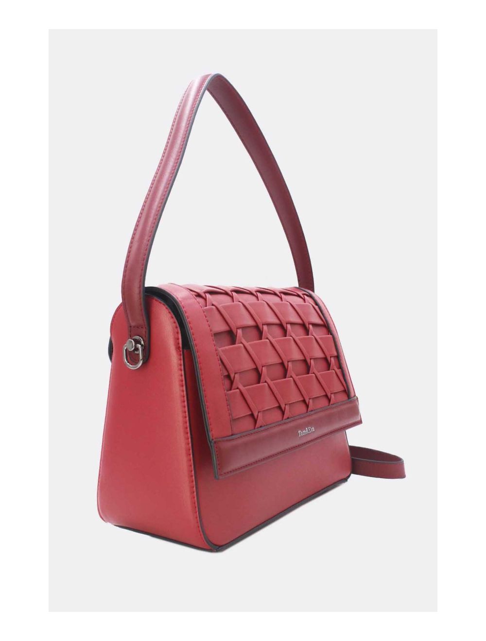 Tom&eva Sac à Main Effet Tressé 24B-6091-Burgundy/D.Red